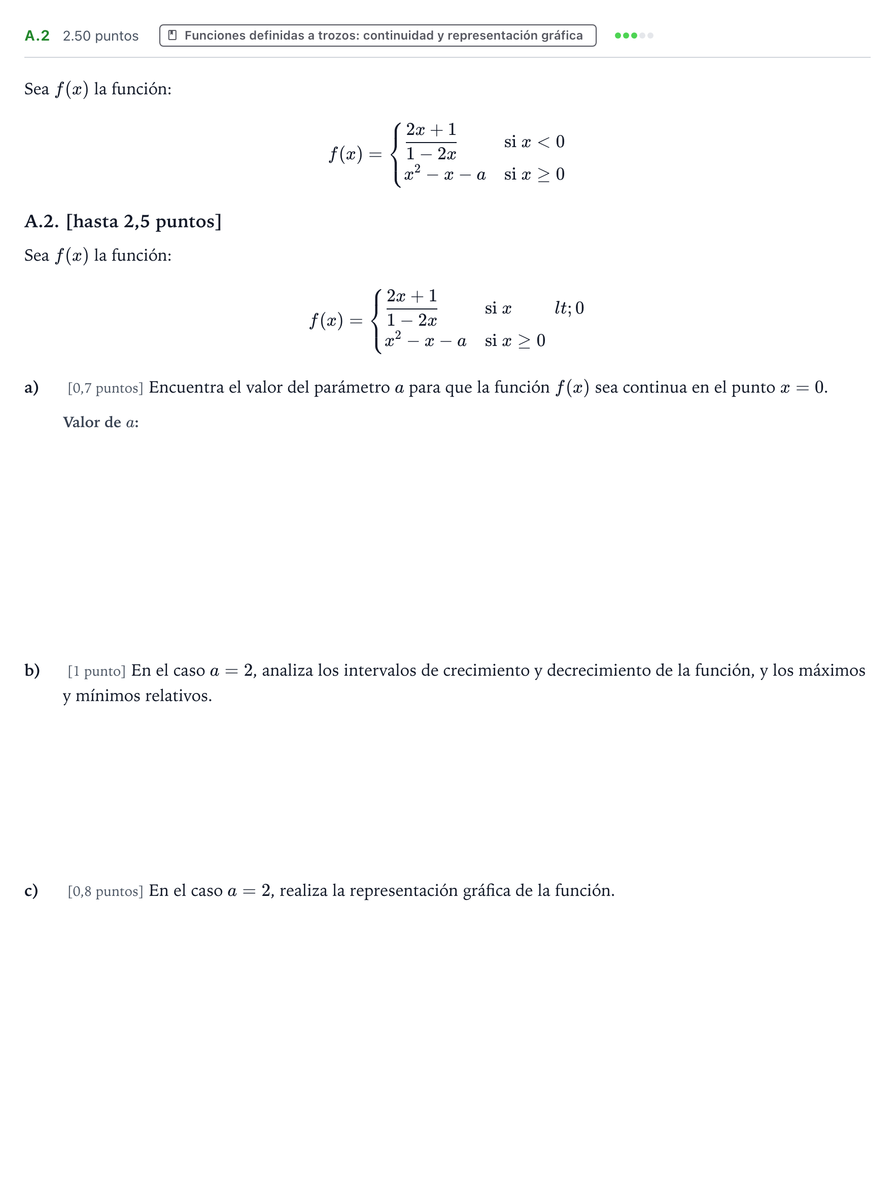 Enunciado: Ejercicio A.2 · Matemáticas aplicadas a las Ciencias Sociales II PAU País Vasco Ordinaria 2022