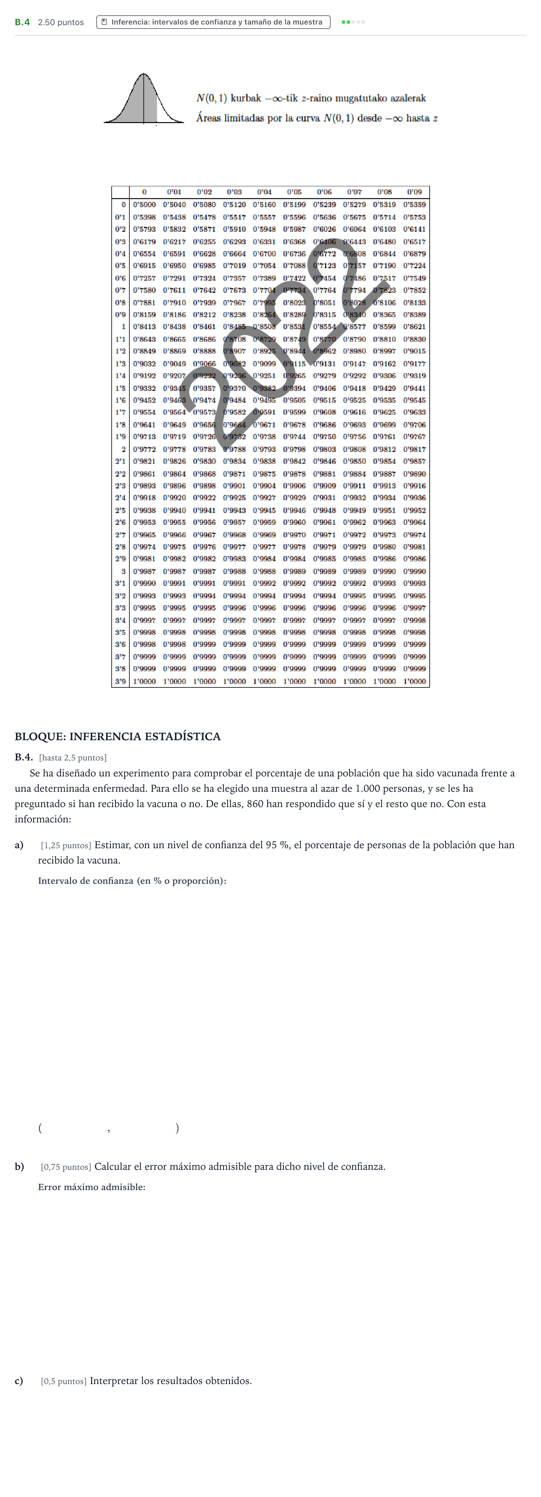 Enunciado: Ejercicio B.4 · Matemáticas aplicadas a las Ciencias Sociales II PAU País Vasco Ordinaria 2022