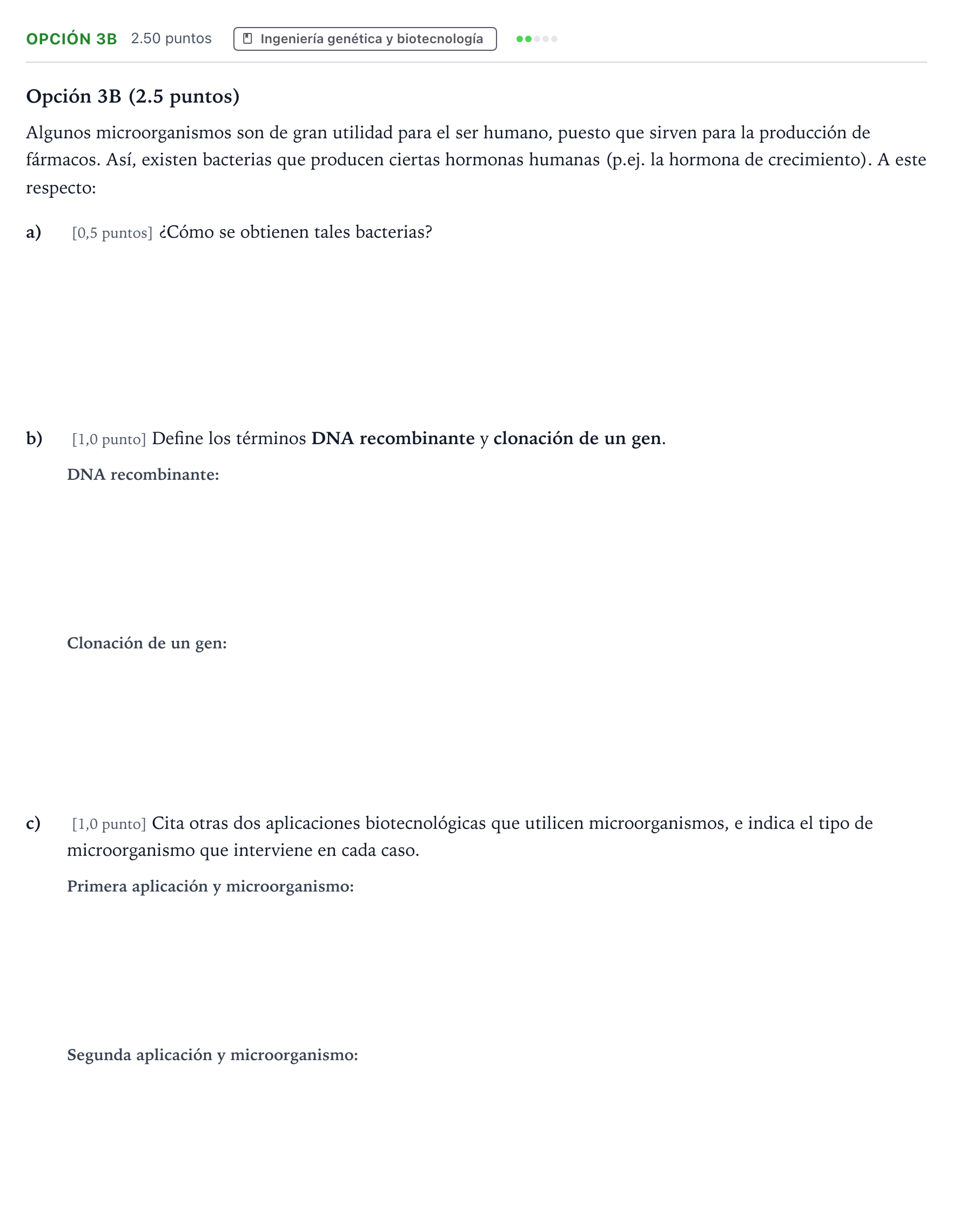 Enunciado: Opción 3B · Biología PAU País Vasco Extraordinaria 2021