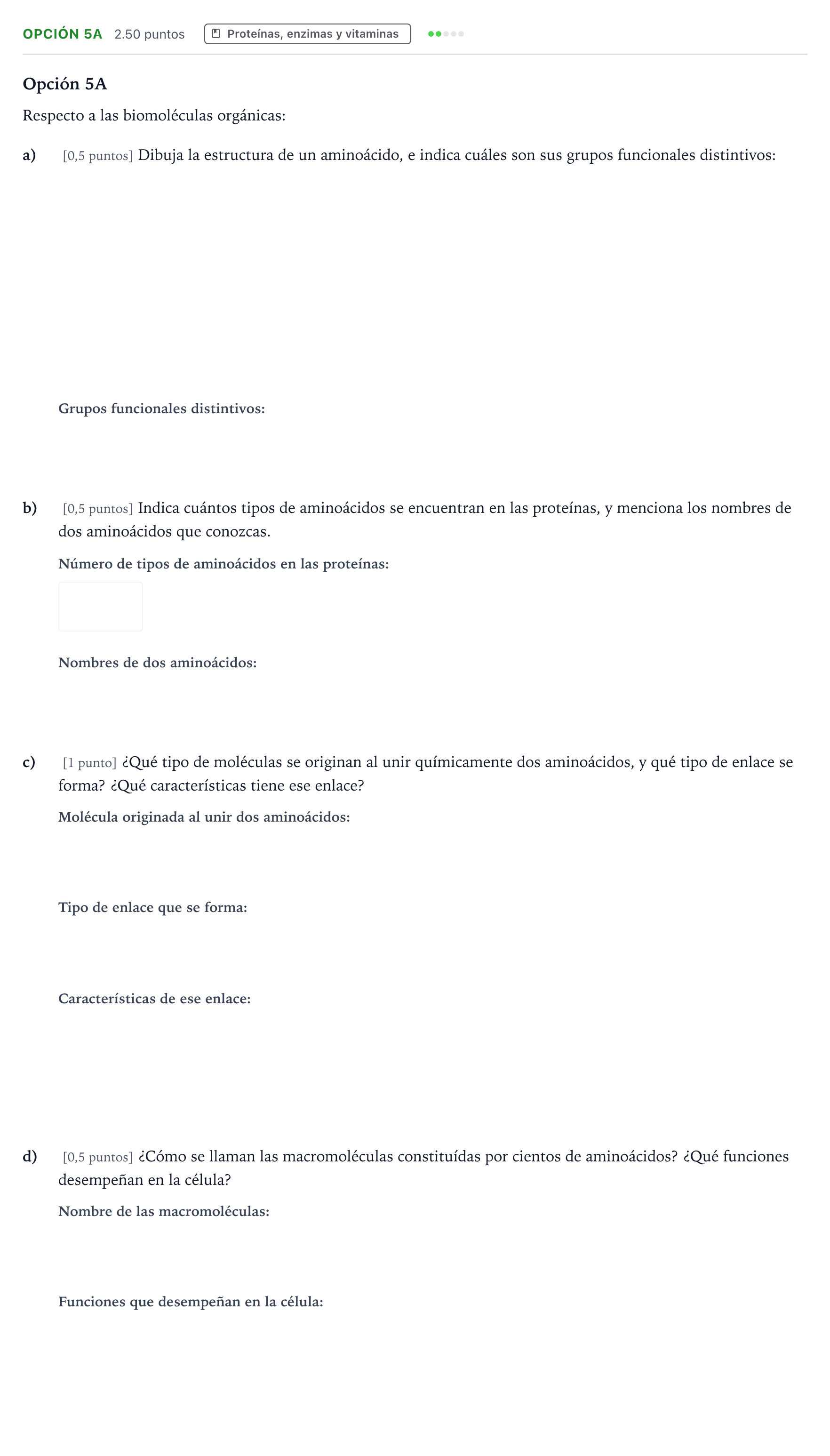 Enunciado: Opción 5A · Biología PAU País Vasco Extraordinaria 2021