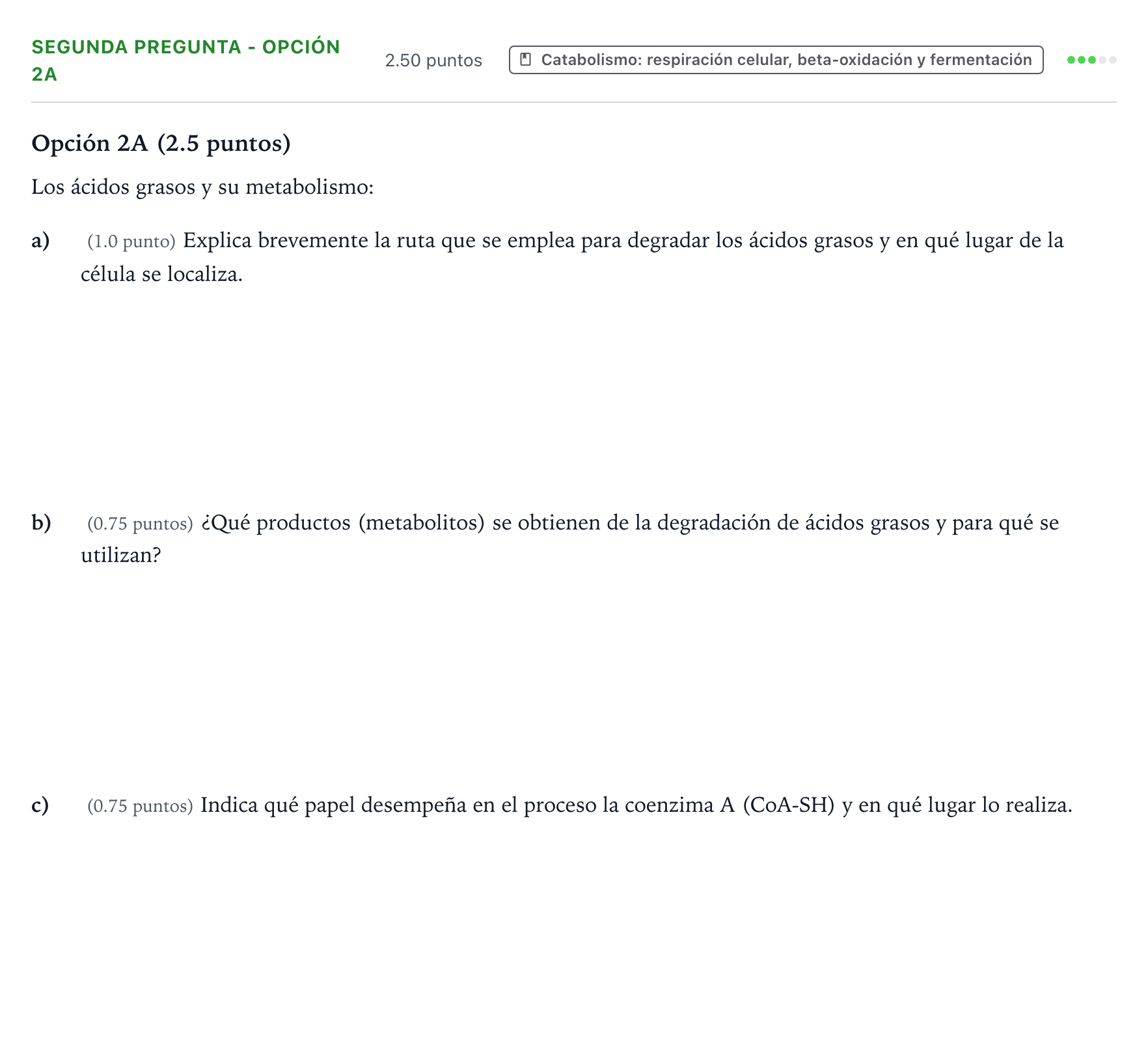 Enunciado: Ejercicio Segunda Pregunta - Opción 2A · Biología PAU País Vasco Ordinaria 2021