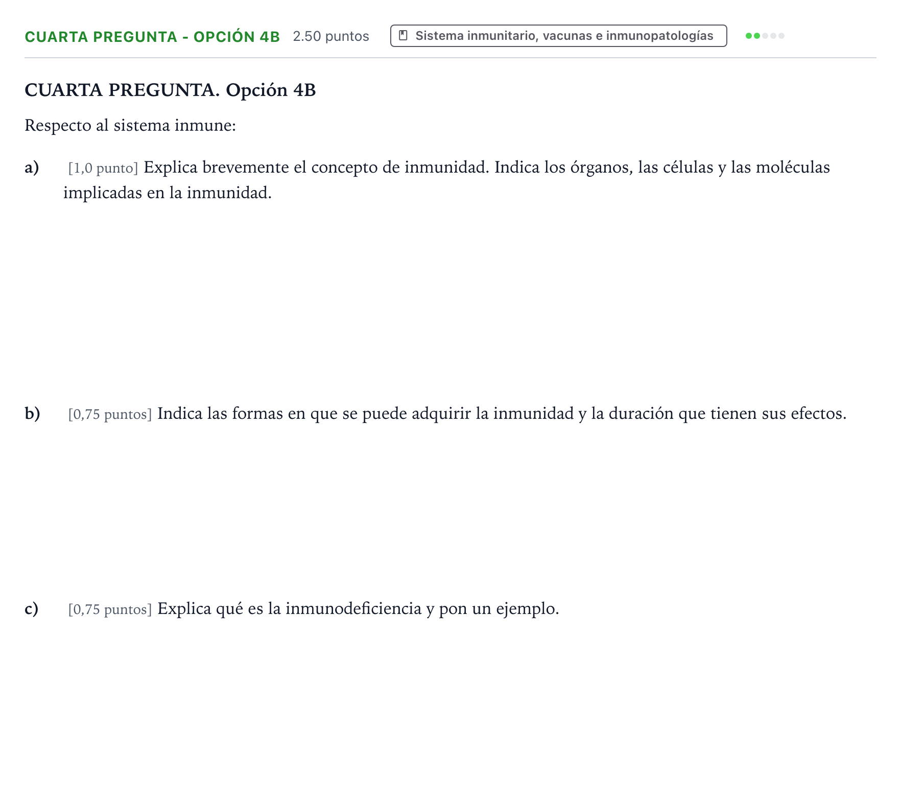 Enunciado: Ejercicio Cuarta Pregunta - Opción 4B · Biología PAU País Vasco Ordinaria 2021