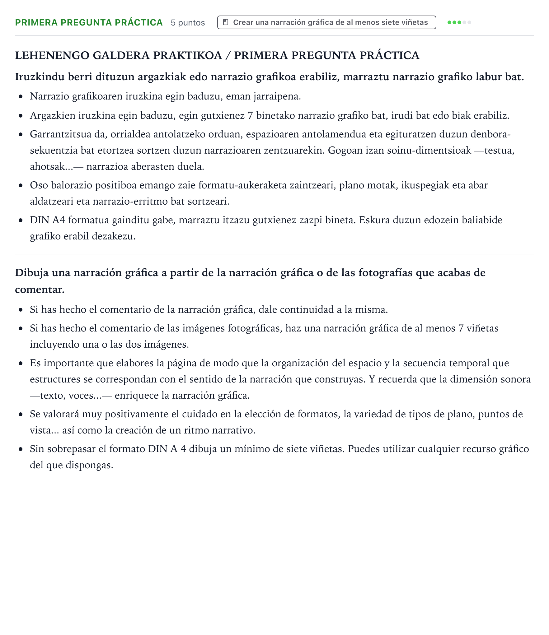 Enunciado: Ejercicio Primera pregunta práctica · Cultura Audiovisual II PAU País Vasco Ordinaria 2021