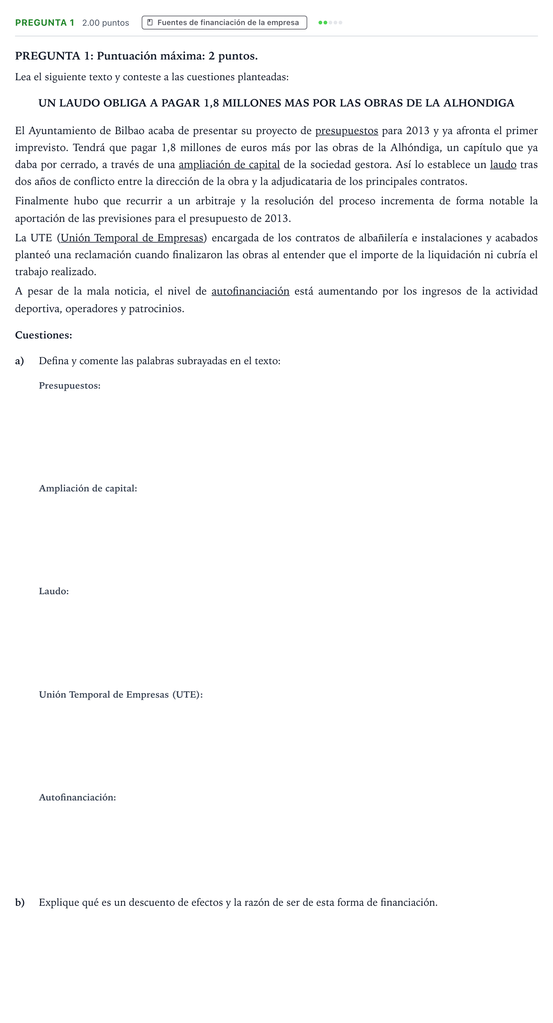 Enunciado: Pregunta 1 · Empresa y Diseño de Modelos de Negocio PAU País Vasco Extraordinaria 2021