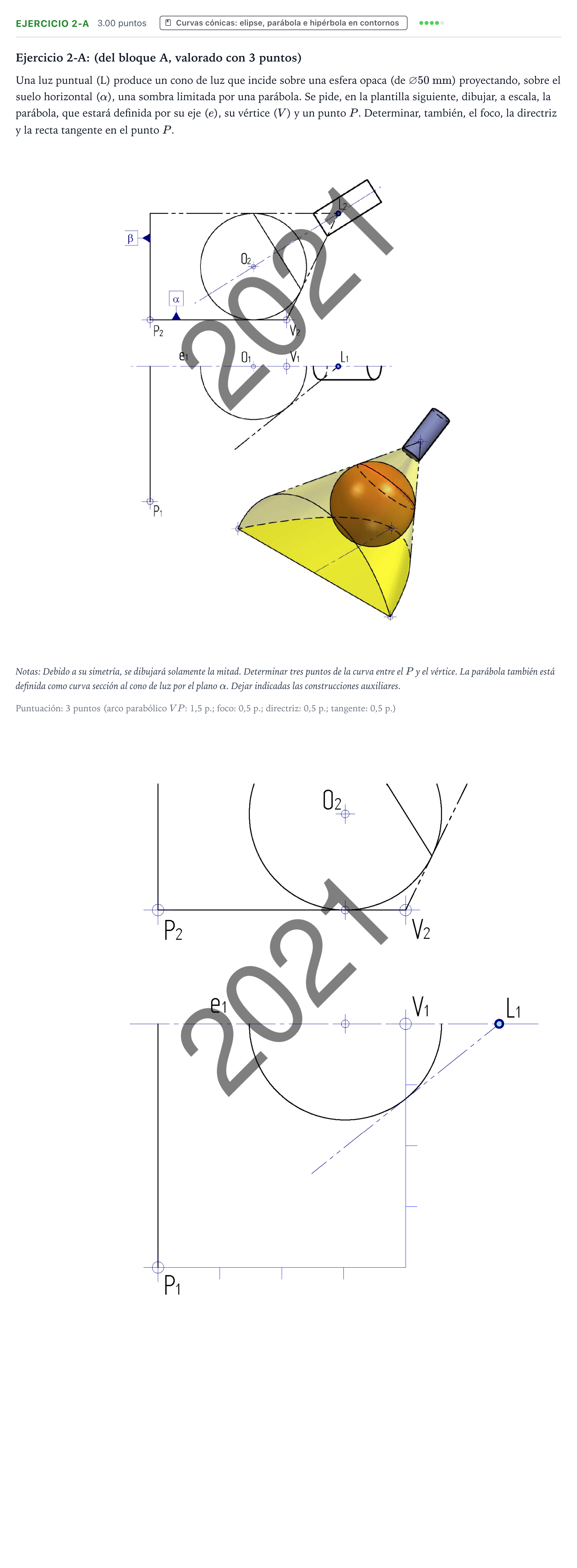 Enunciado: Ejercicio 2-A · Dibujo técnico II PAU País Vasco Ordinaria 2021