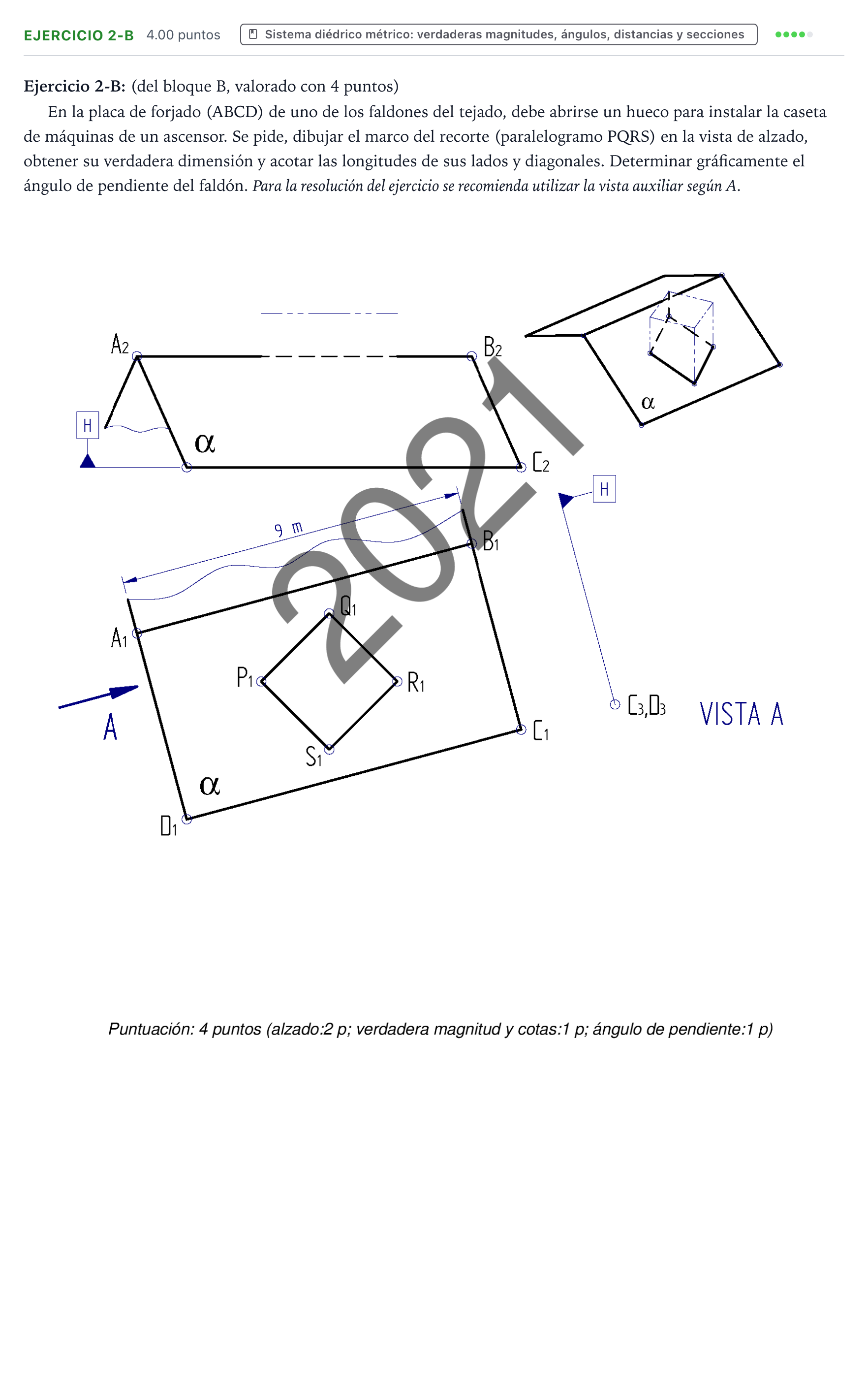 Enunciado: Ejercicio 2-B · Dibujo técnico II PAU País Vasco Ordinaria 2021