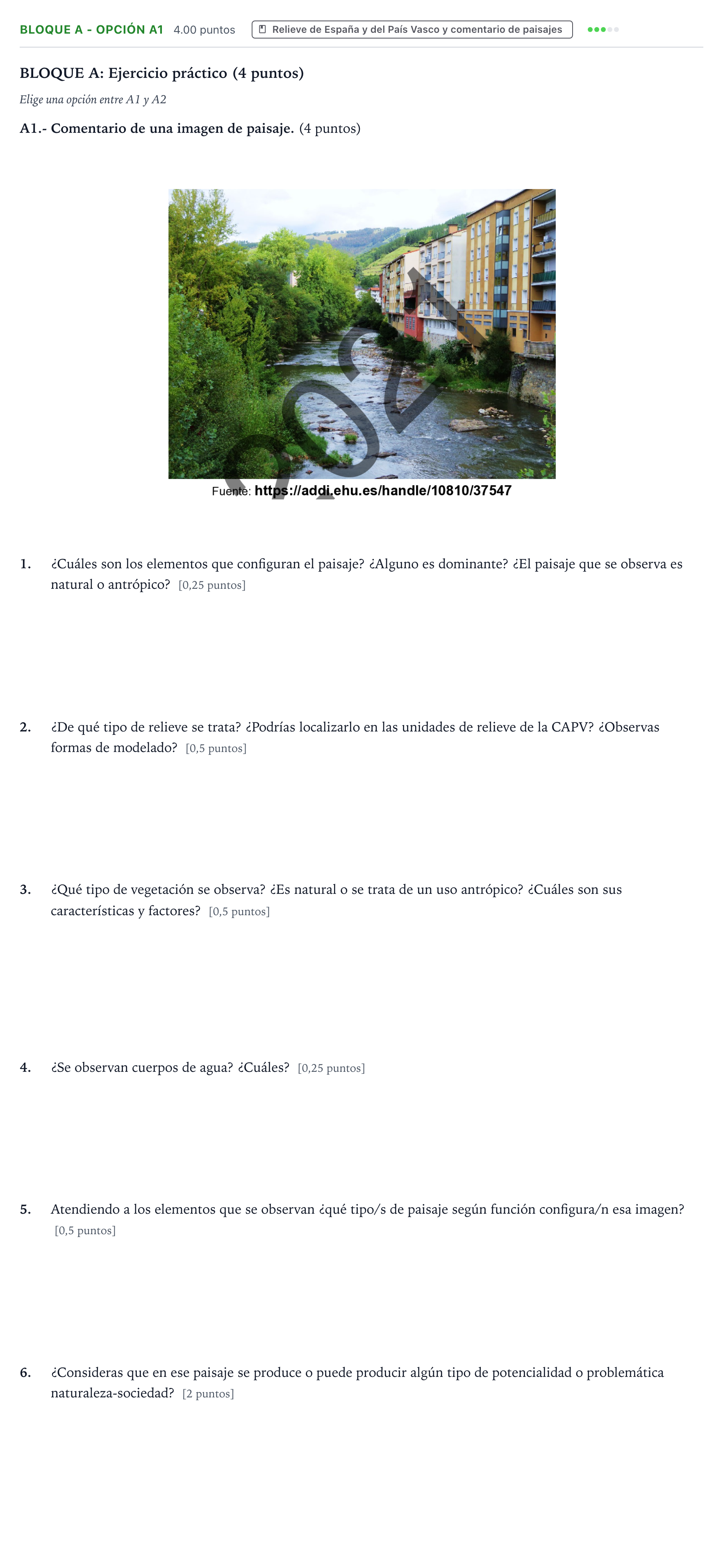 Enunciado: Bloque A - Opción A1 · Geografía PAU País Vasco Extraordinaria 2021