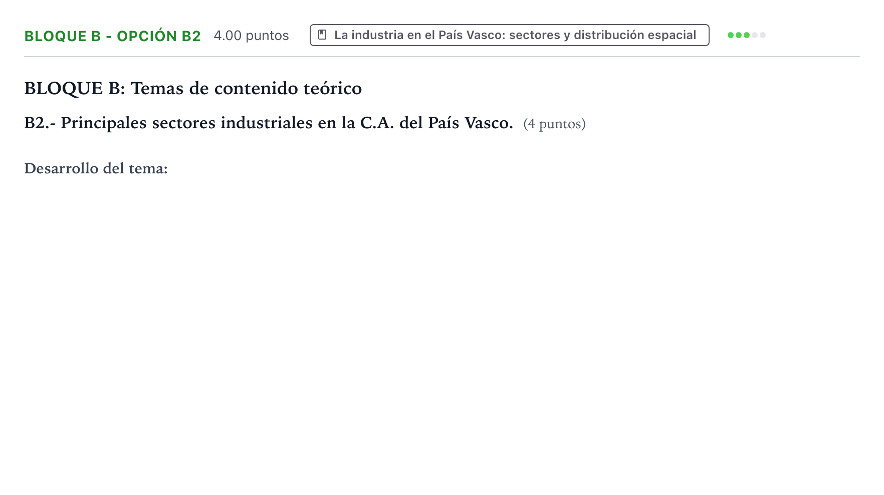 Enunciado: Bloque B - Opción B2 · Geografía PAU País Vasco Extraordinaria 2021