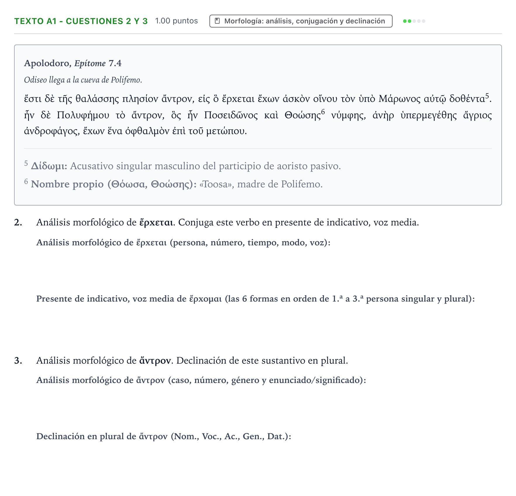Enunciado: Ejercicio Texto A1 - Cuestiones 2 y 3 · Griego II PAU País Vasco Extraordinaria 2021