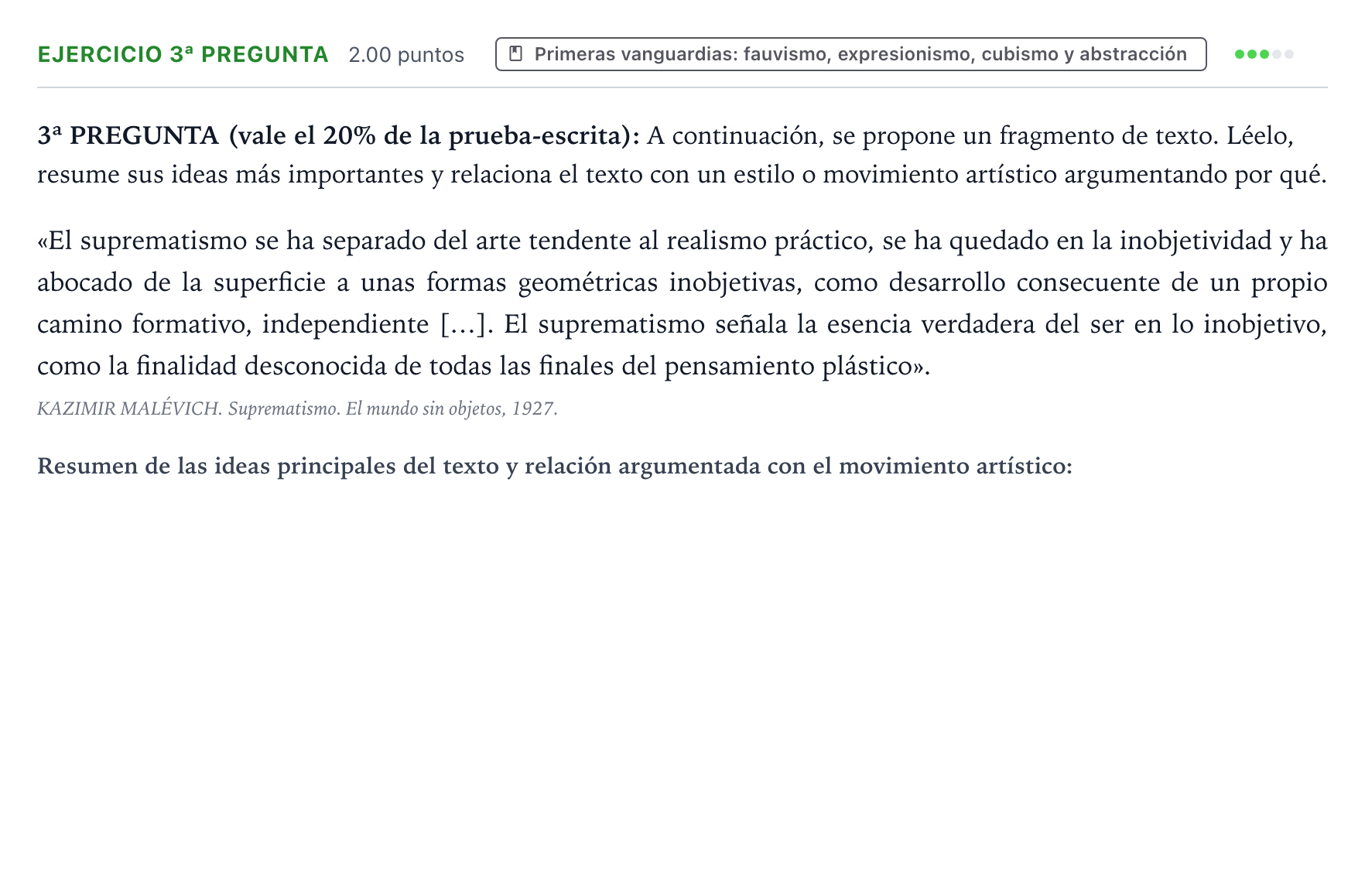 Enunciado: Ejercicio 3ª Pregunta · Fundamentos Artísticos PAU País Vasco Ordinaria 2021