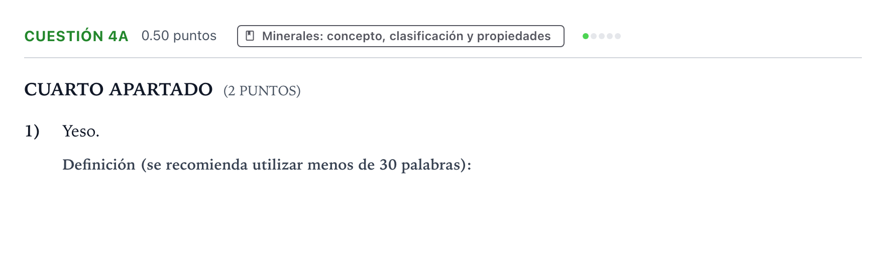 Enunciado: Cuestión 4a - Minerales · Geología y Ciencias Ambientales PAU País Vasco Ordinaria 2021