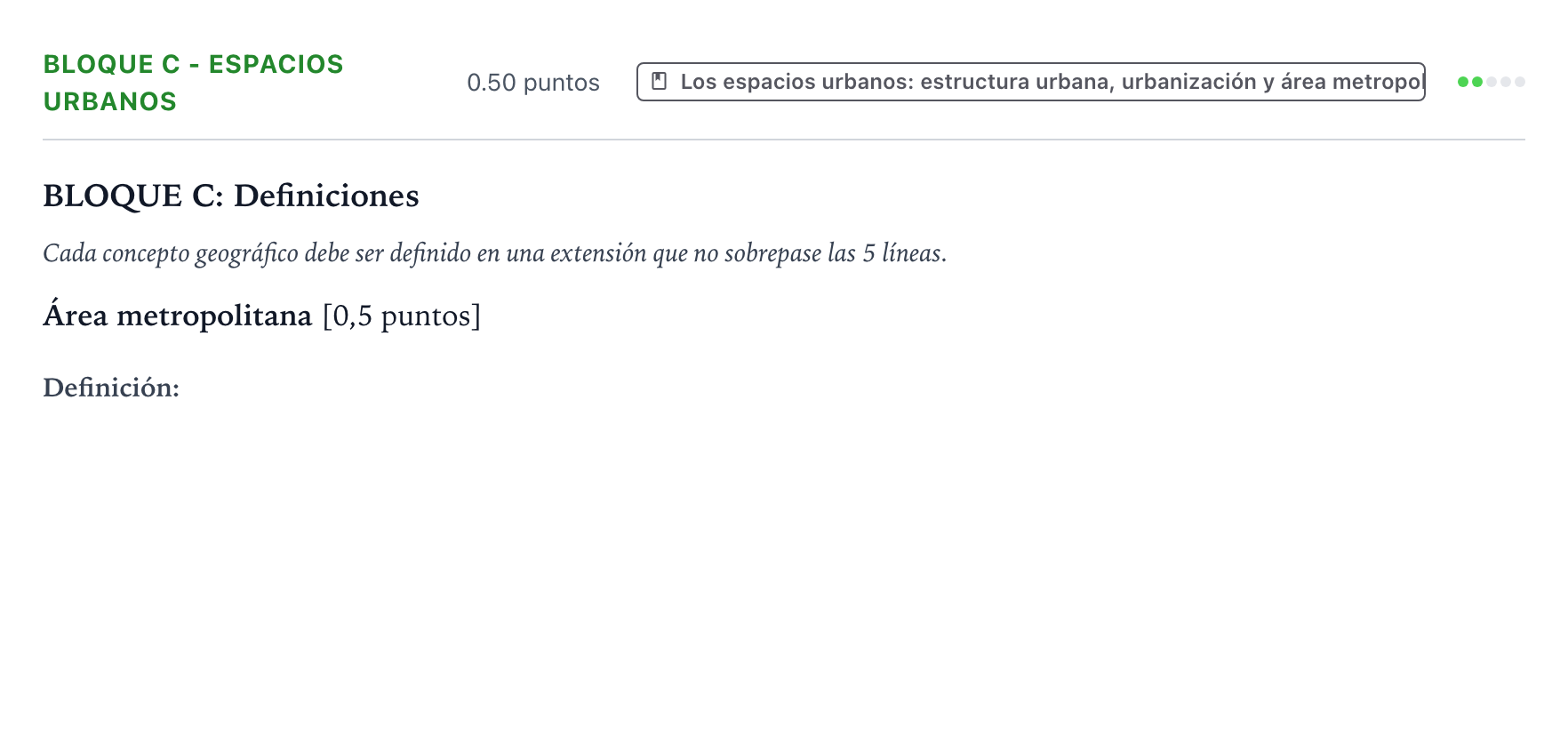 Enunciado: Bloque C - Espacios urbanos · Geografía PAU País Vasco Ordinaria 2021
