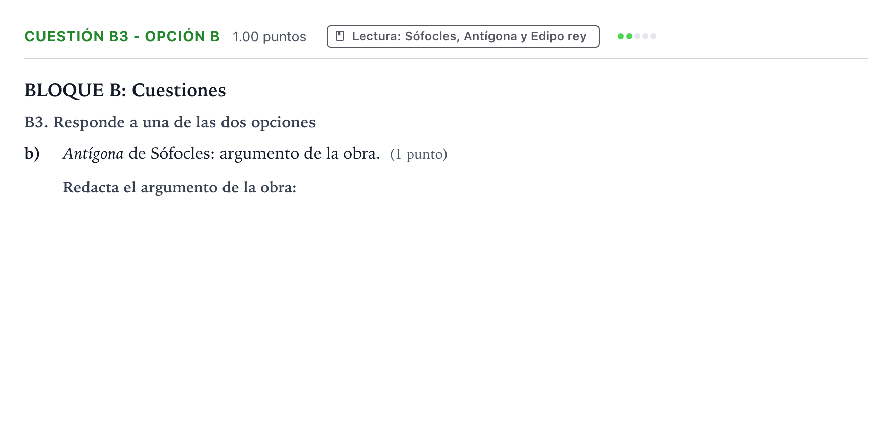 Enunciado: Cuestión B3 - Opción b · Griego II PAU País Vasco Ordinaria 2021