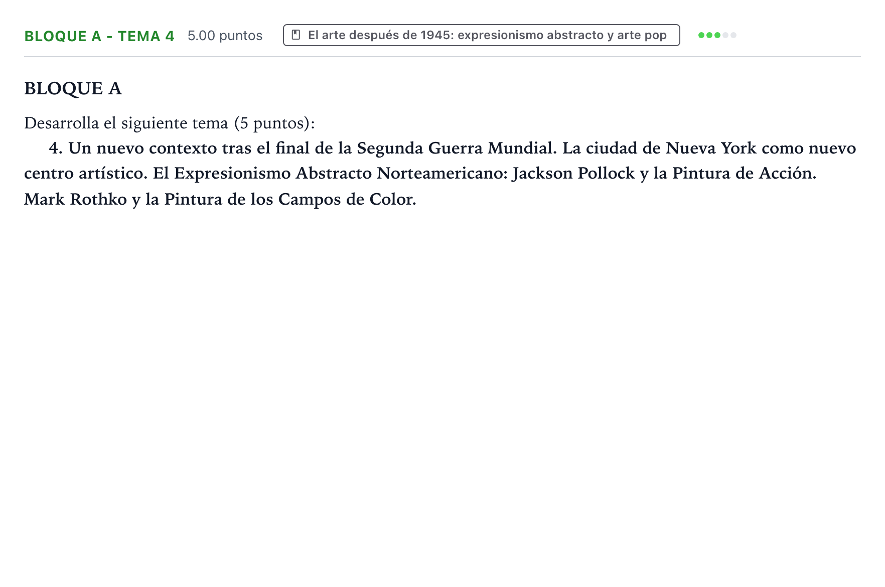 Enunciado: Bloque A - Tema 4 · Historia del Arte PAU País Vasco Extraordinaria 2021