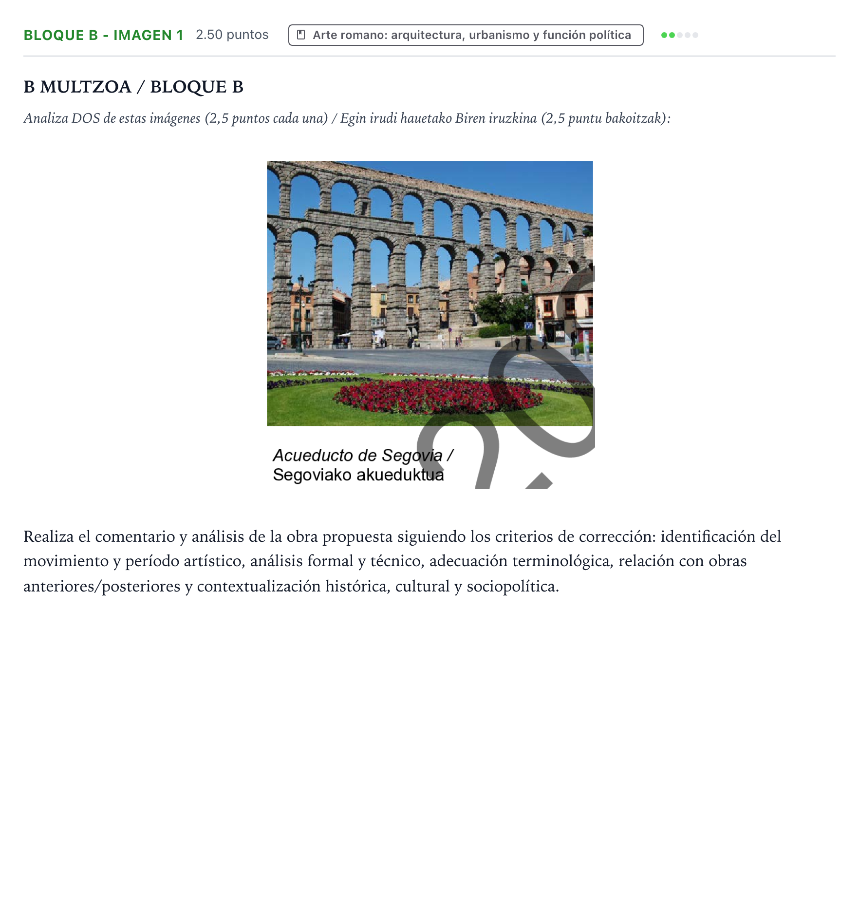 Enunciado: Bloque B - Imagen 1 · Historia del Arte PAU País Vasco Extraordinaria 2021
