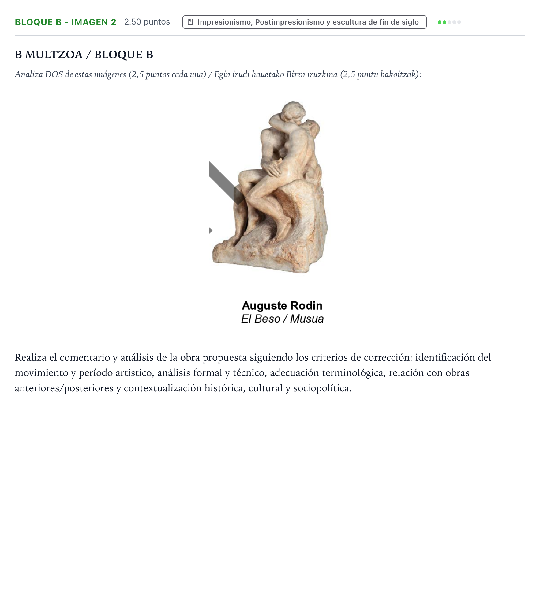 Enunciado: Bloque B - Imagen 2 · Historia del Arte PAU País Vasco Extraordinaria 2021