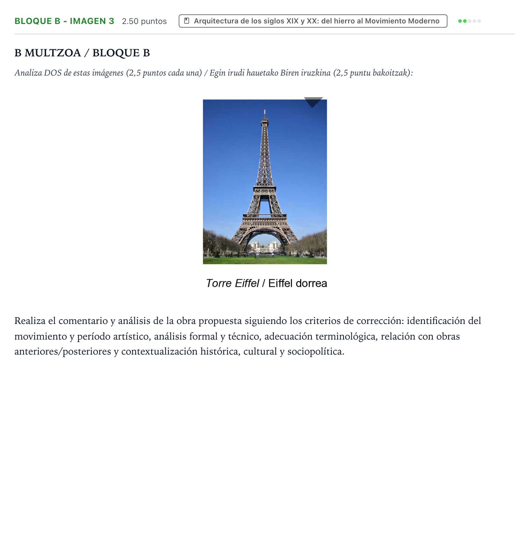 Enunciado: Bloque B - Imagen 3 · Historia del Arte PAU País Vasco Extraordinaria 2021