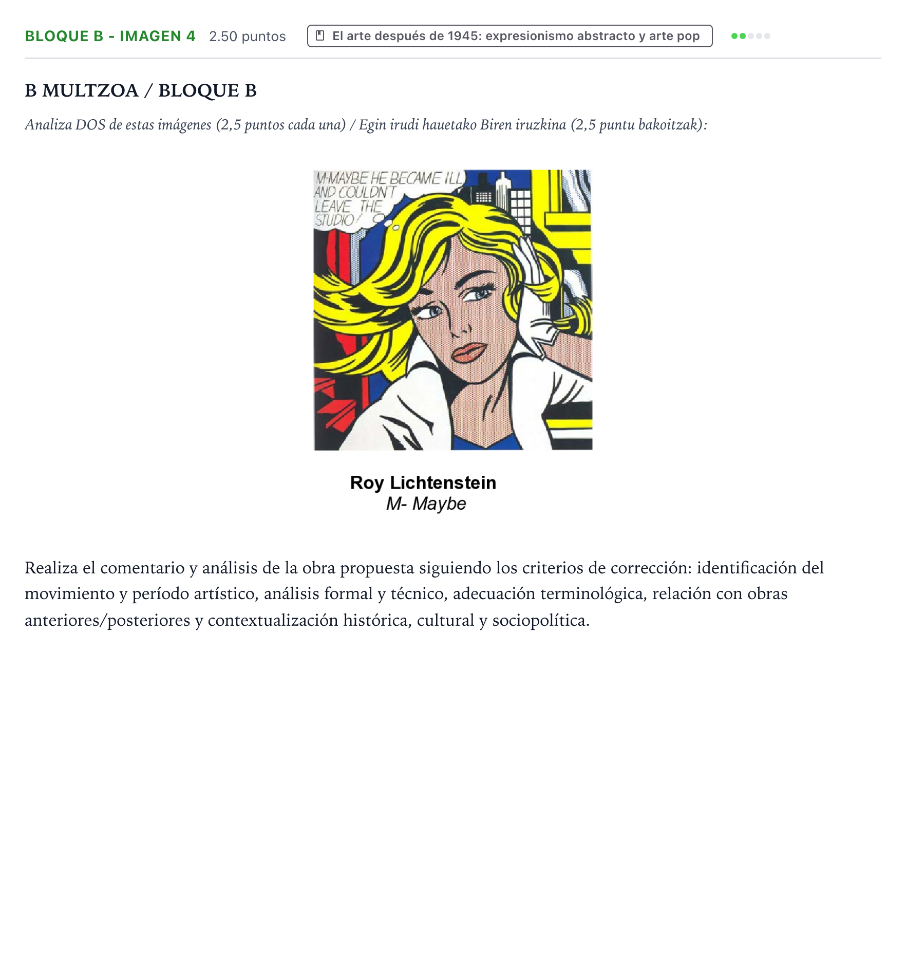 Enunciado: Bloque B - Imagen 4 · Historia del Arte PAU País Vasco Extraordinaria 2021