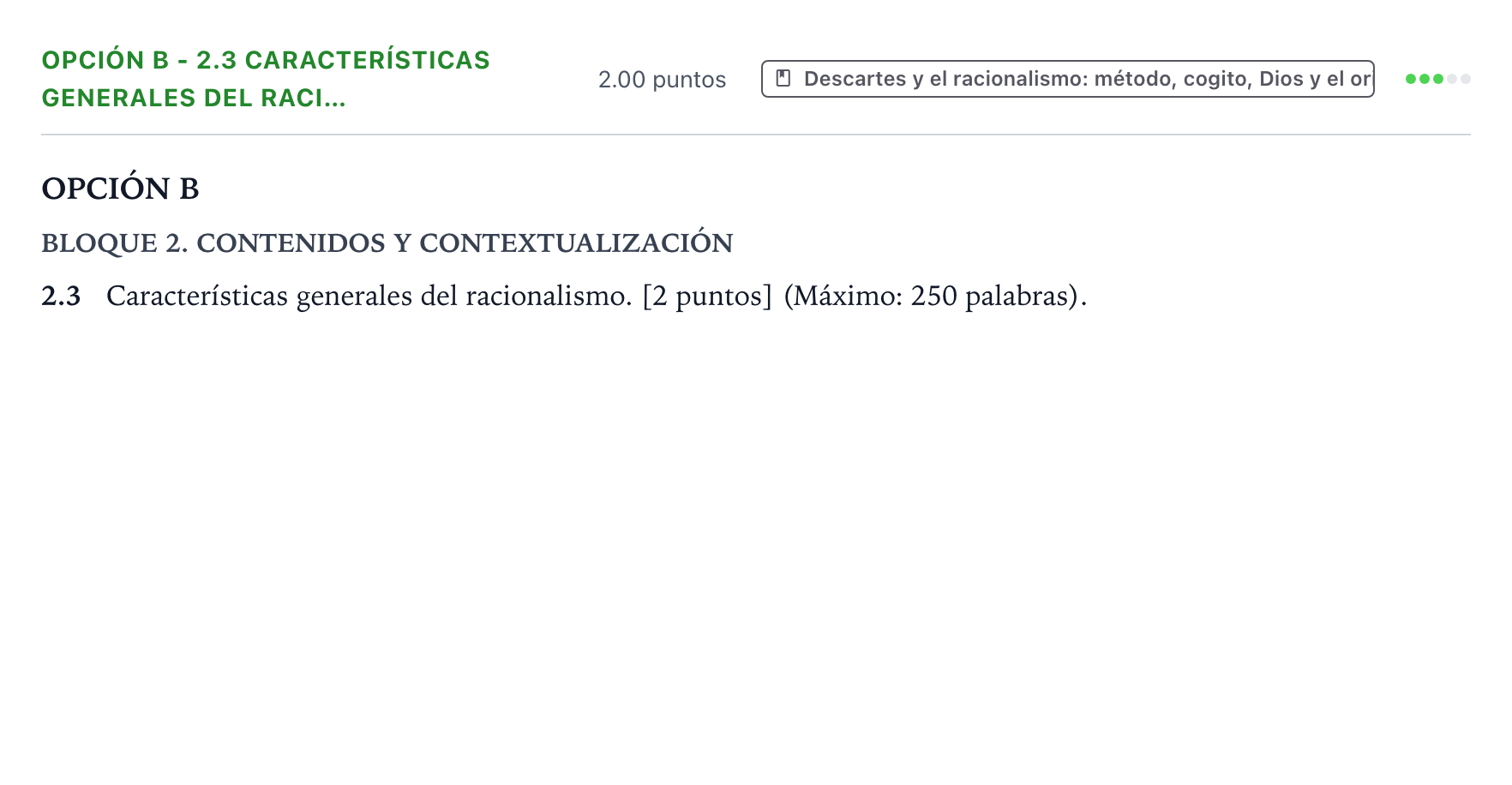 Enunciado: Opción B - 2.3 Características generales del raci… · Historia de la Filosofía PAU País Vasco Extraordinaria 2021