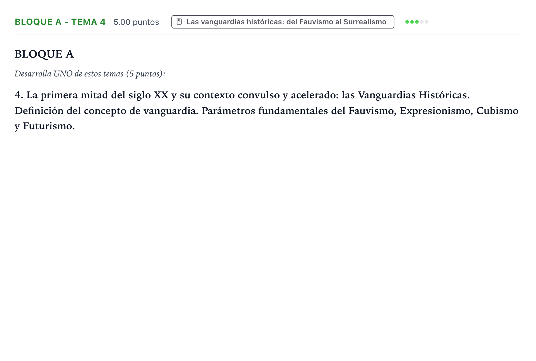 Enunciado: Bloque A - Tema 4 · Historia del Arte PAU País Vasco Ordinaria 2021