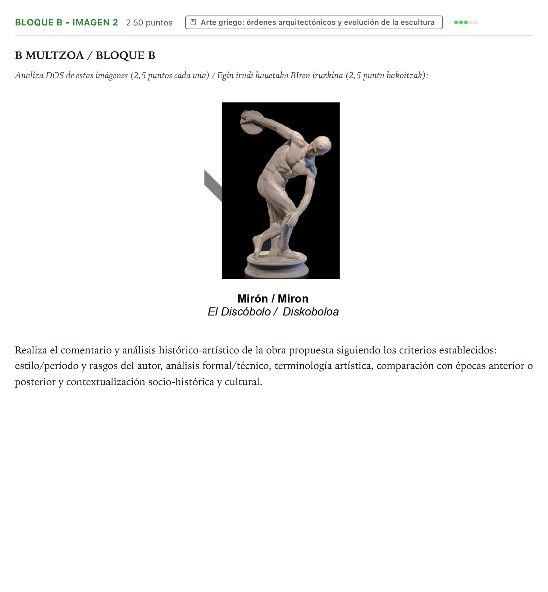 Enunciado: Bloque B - Imagen 2 · Historia del Arte PAU País Vasco Ordinaria 2021