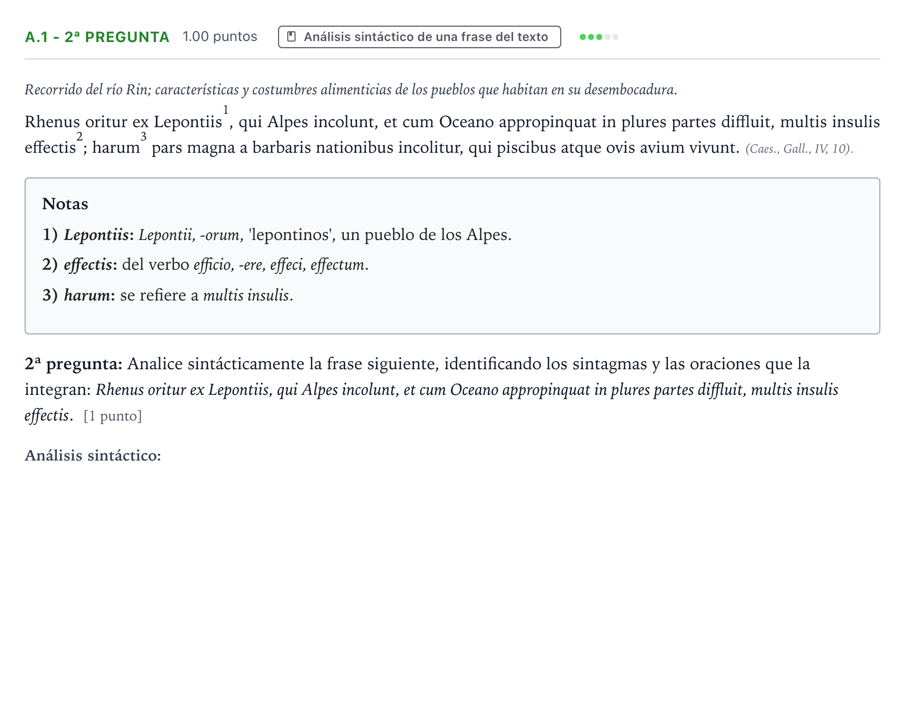 Enunciado: Ejercicio A.1 - 2ª pregunta · Latín II PAU País Vasco Extraordinaria 2021