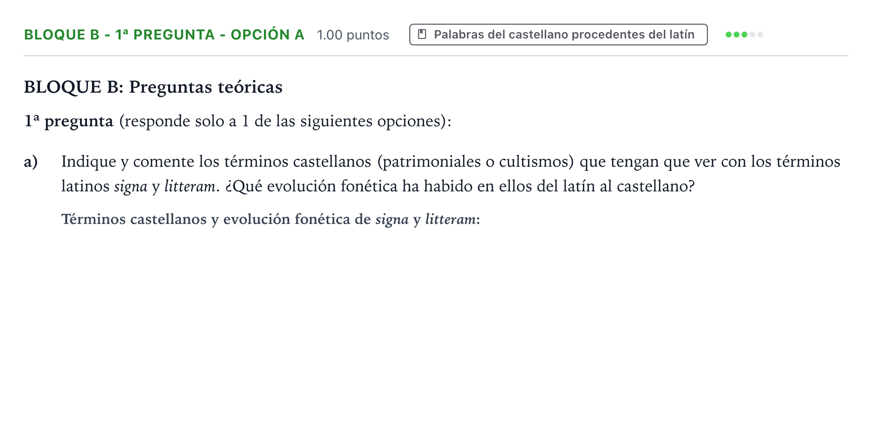 Enunciado: Bloque B - 1ª pregunta - Opción a · Latín II PAU País Vasco Extraordinaria 2021