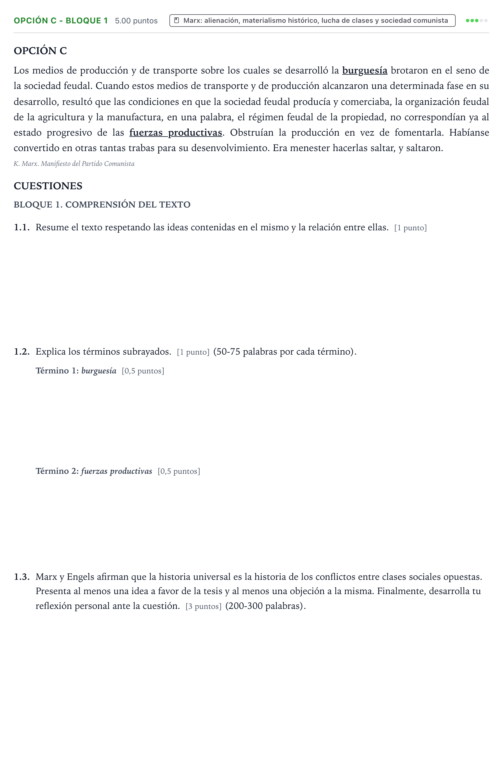 Enunciado: Opción C - Bloque 1 · Historia de la Filosofía PAU País Vasco Ordinaria 2021