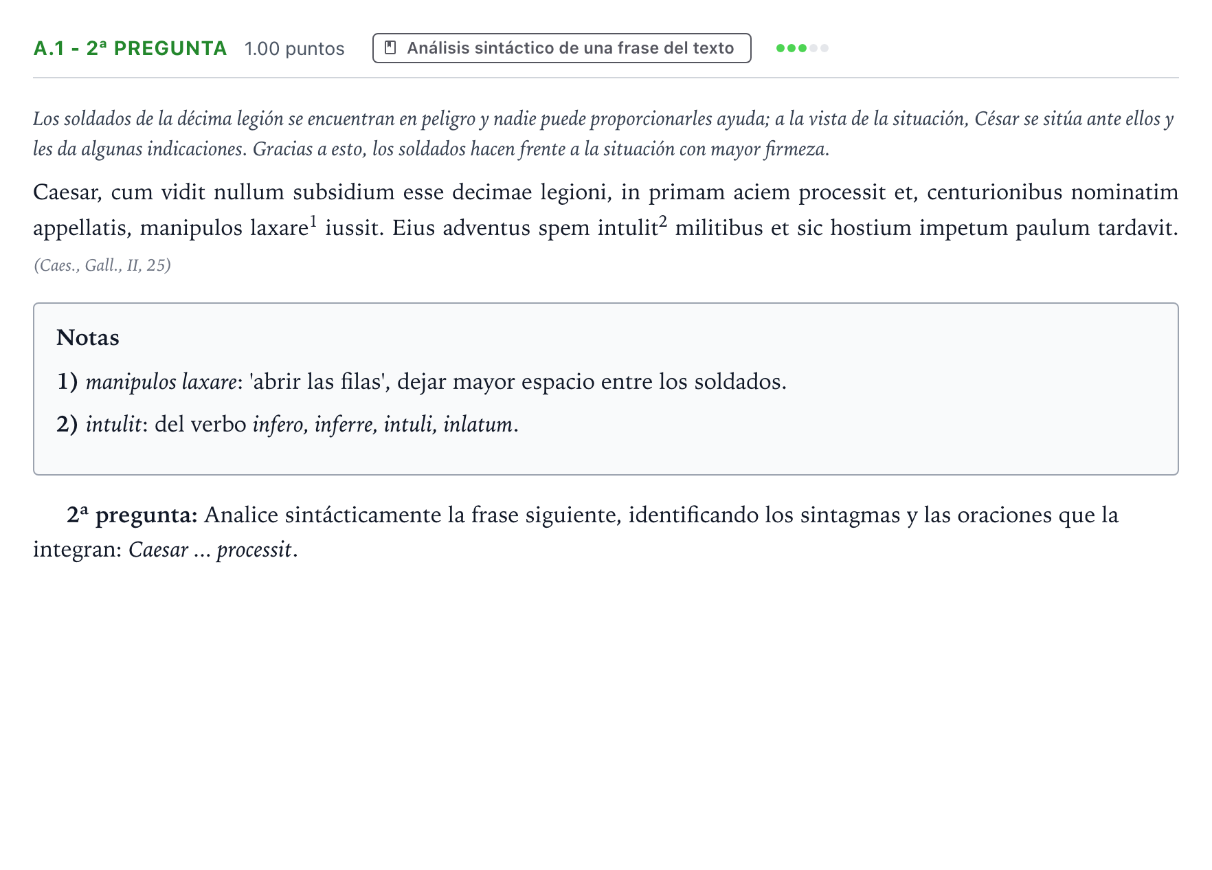 Enunciado: Ejercicio A.1 - 2ª pregunta · Latín II PAU País Vasco Ordinaria 2021