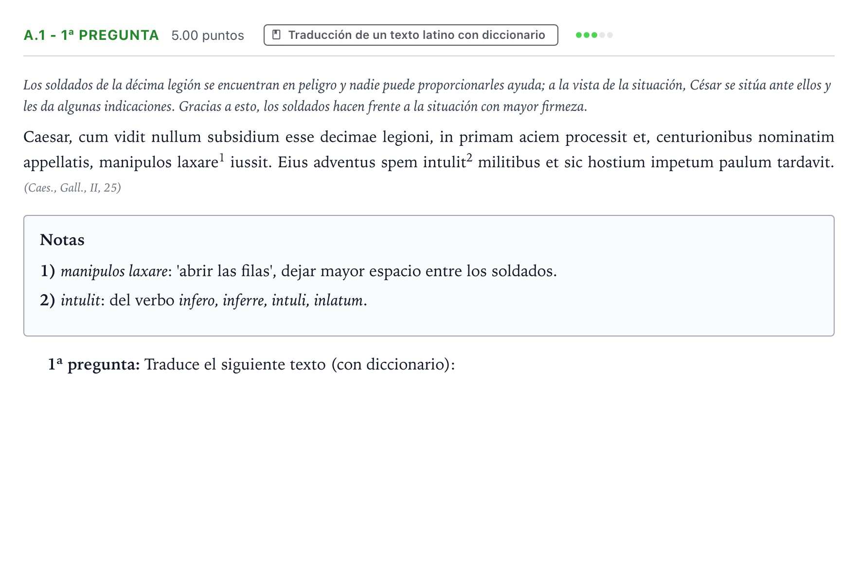 Enunciado: Ejercicio A.1 - 1ª pregunta · Latín II PAU País Vasco Ordinaria 2021