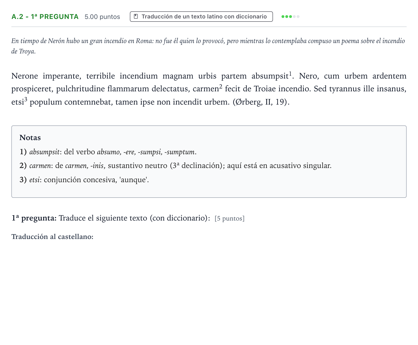 Enunciado: Ejercicio A.2 - 1ª pregunta · Latín II PAU País Vasco Ordinaria 2021