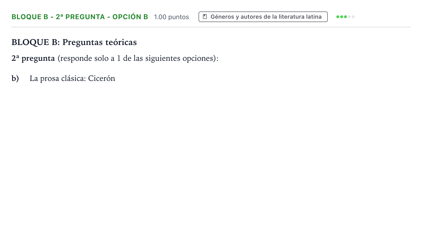 Enunciado: Bloque B - 2ª pregunta - Opción b · Latín II PAU País Vasco Ordinaria 2021