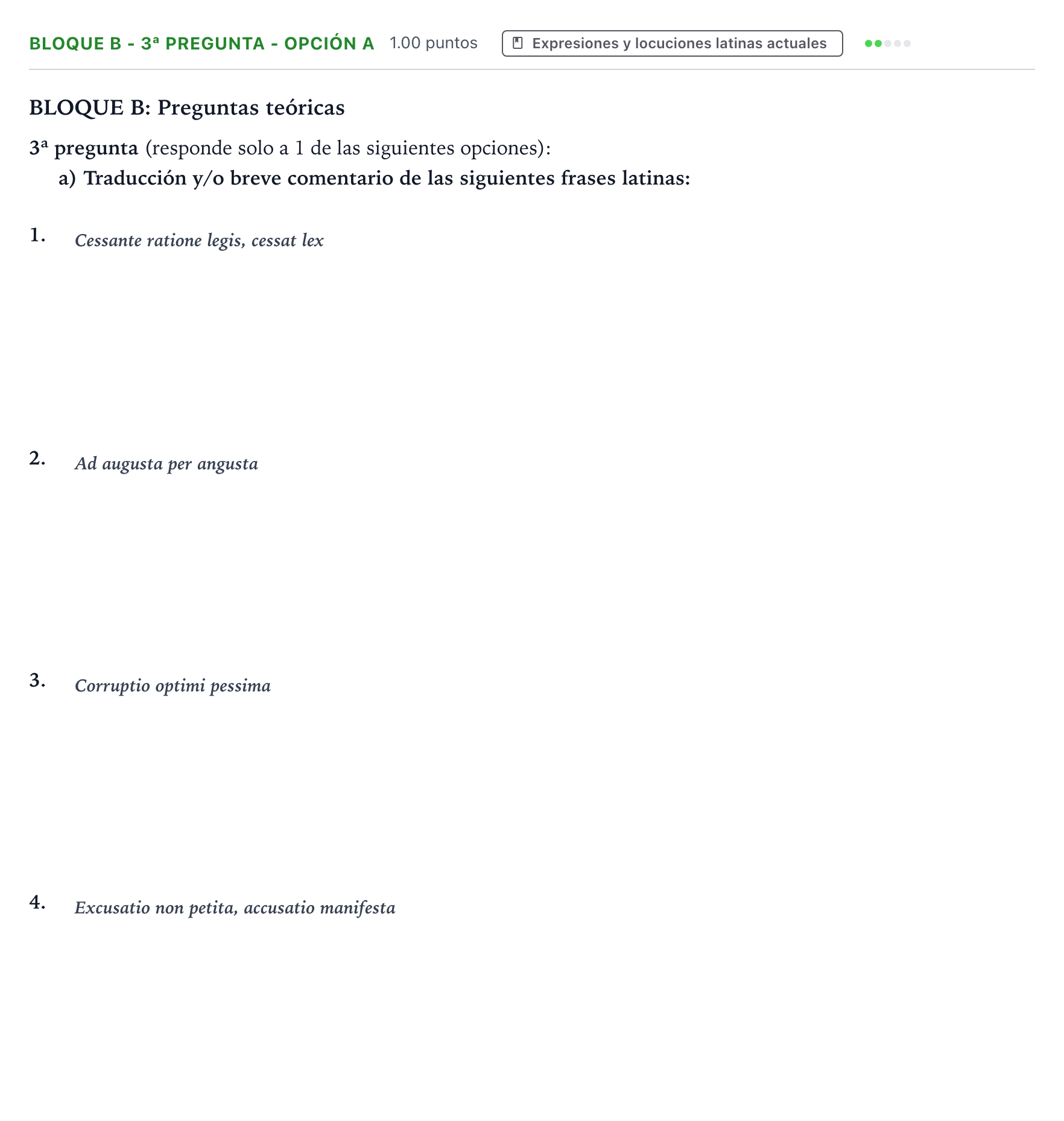 Enunciado: Bloque B - 3ª pregunta - Opción a · Latín II PAU País Vasco Ordinaria 2021