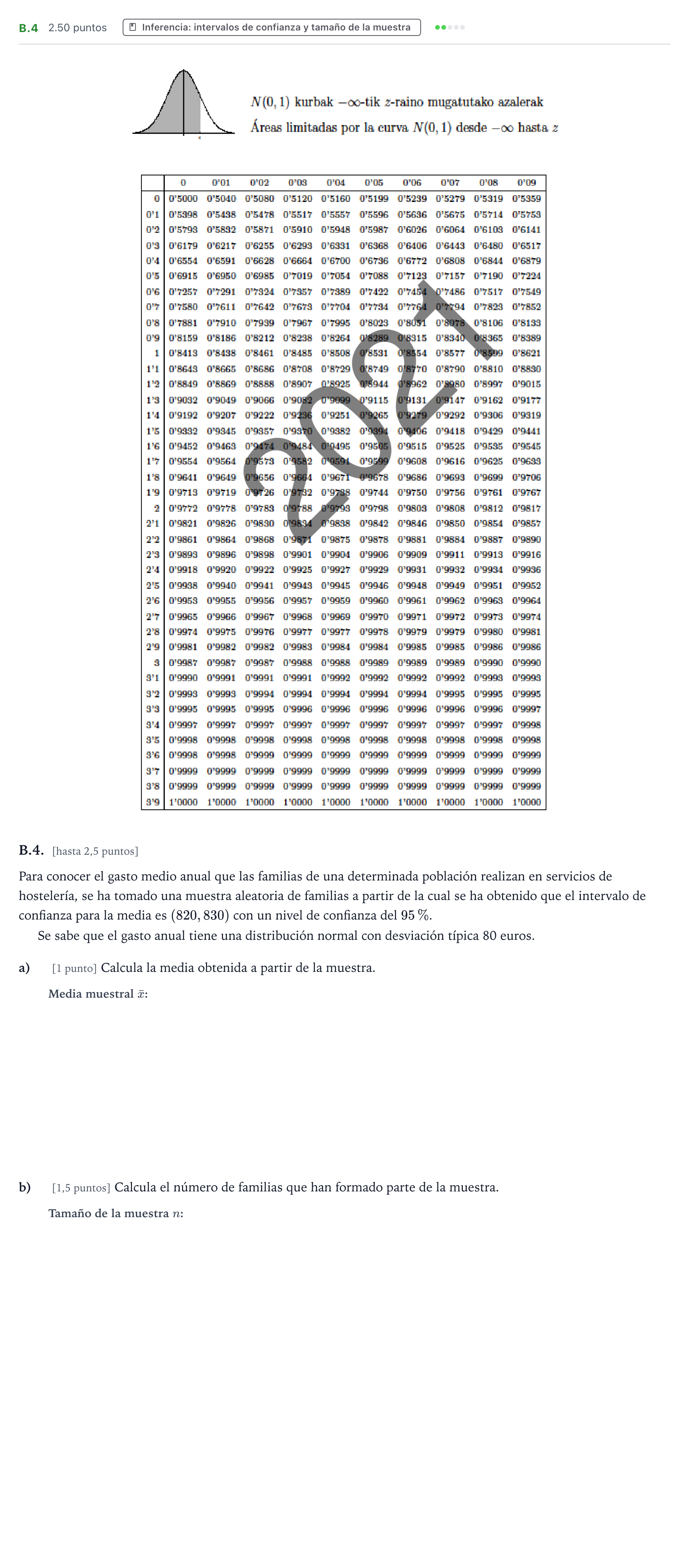 Enunciado: Ejercicio B.4 · Matemáticas aplicadas a las Ciencias Sociales II PAU País Vasco Extraordinaria 2021