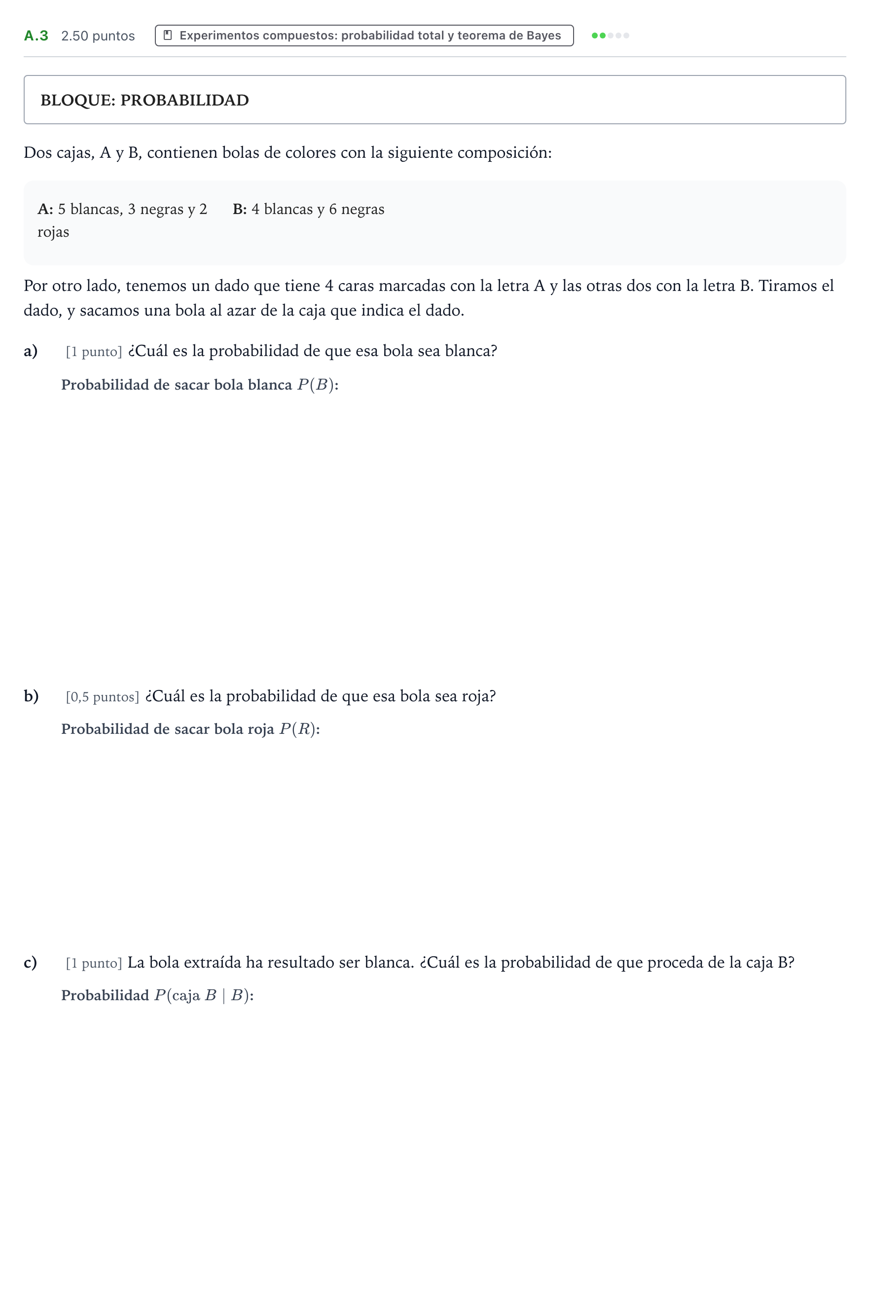 Enunciado: Ejercicio A.3 · Matemáticas aplicadas a las Ciencias Sociales II PAU País Vasco Ordinaria 2021