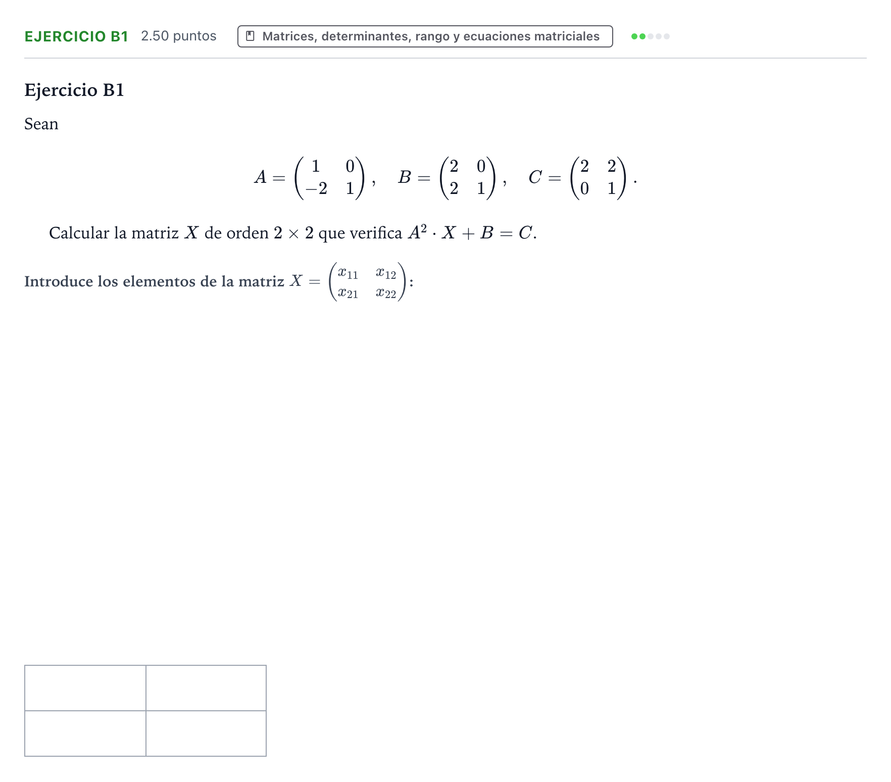 Enunciado: Ejercicio B1 · Matemáticas II PAU País Vasco Extraordinaria 2021