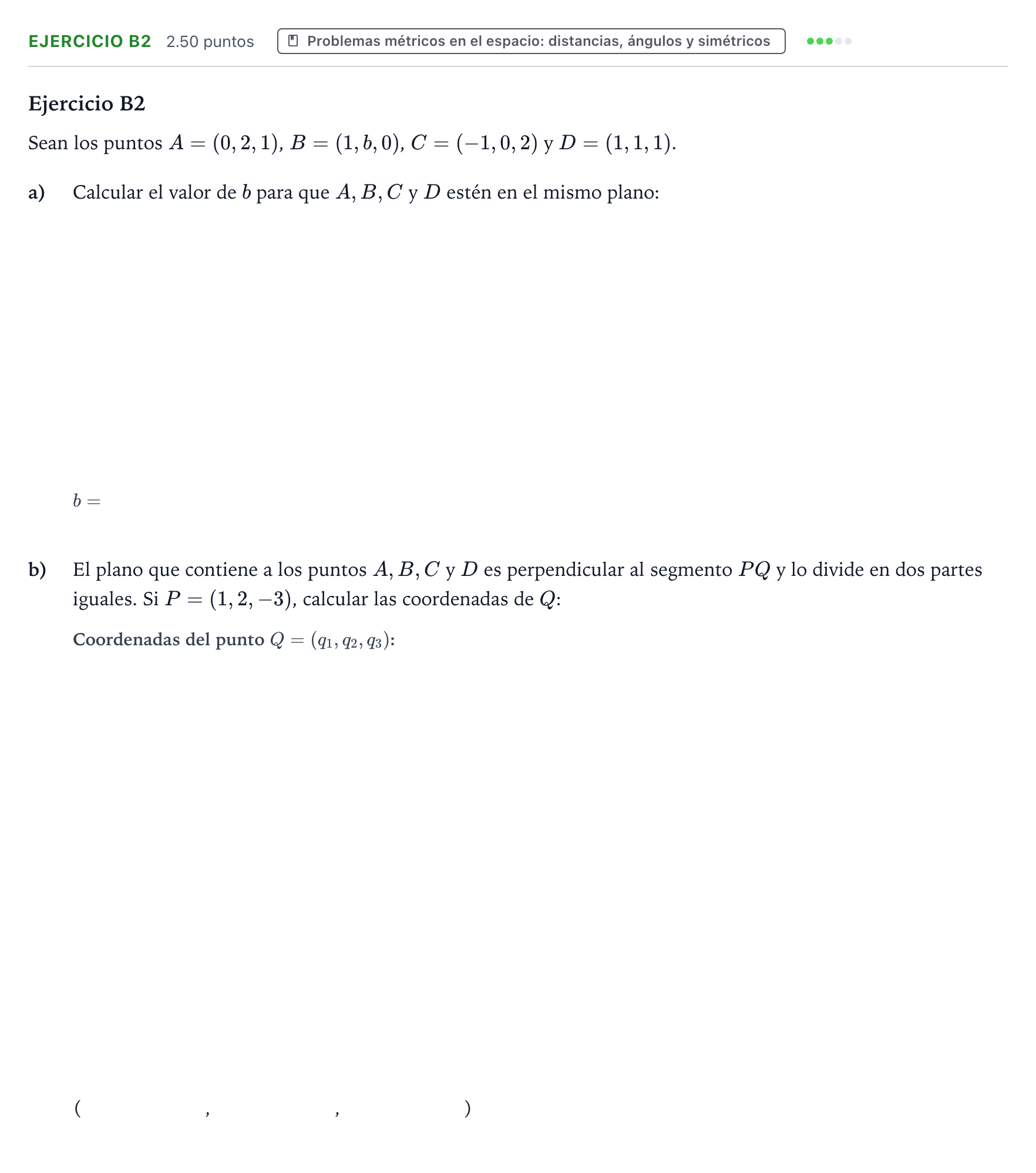 Enunciado: Ejercicio B2 · Matemáticas II PAU País Vasco Extraordinaria 2021