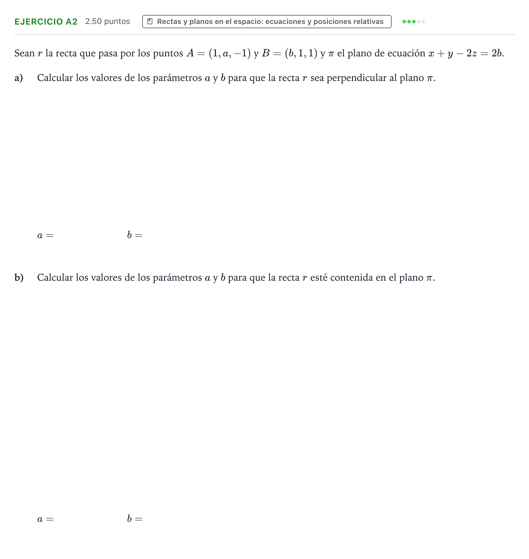 Enunciado: Ejercicio A2 · Matemáticas II PAU País Vasco Ordinaria 2021