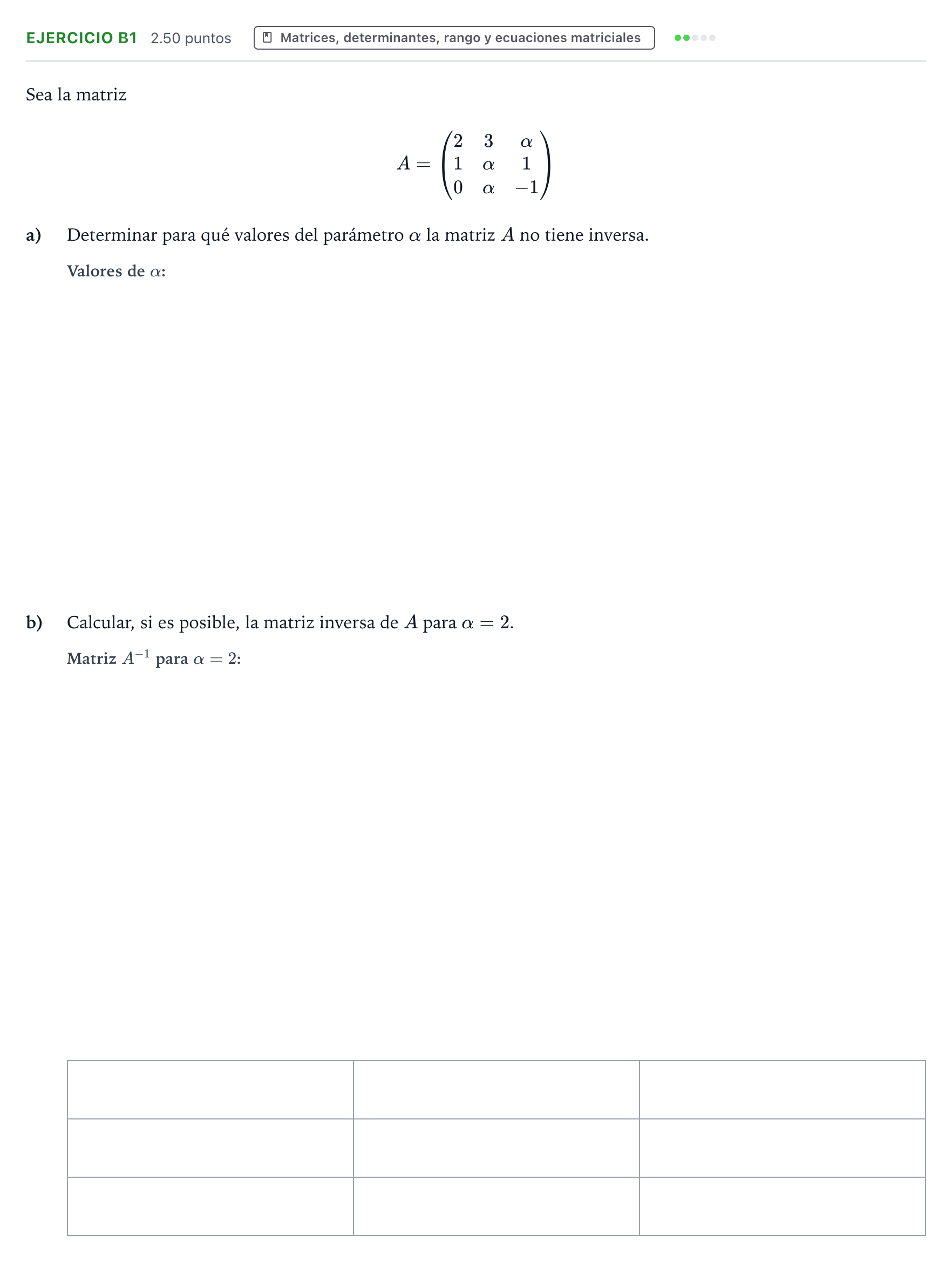 Enunciado: Ejercicio B1 · Matemáticas II PAU País Vasco Ordinaria 2021