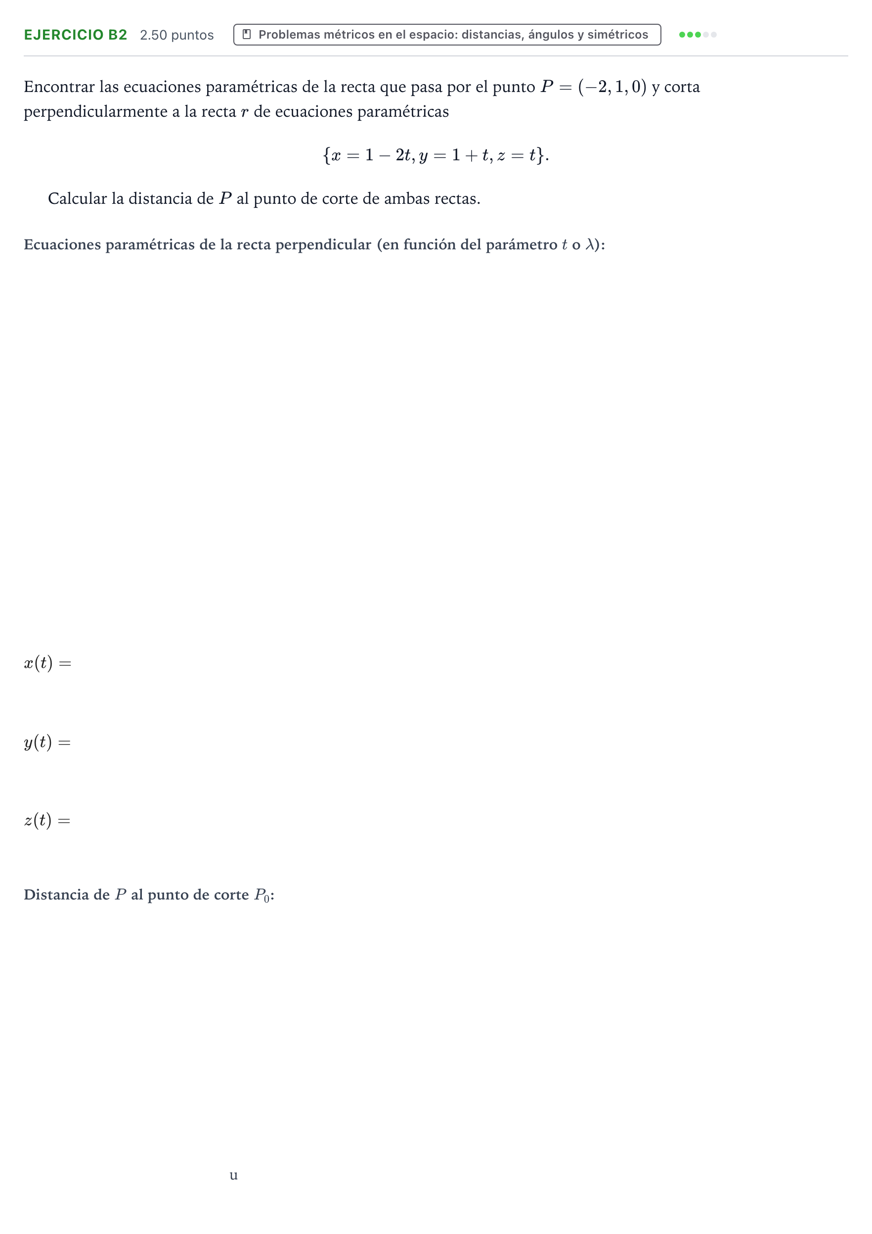 Enunciado: Ejercicio B2 · Matemáticas II PAU País Vasco Ordinaria 2021
