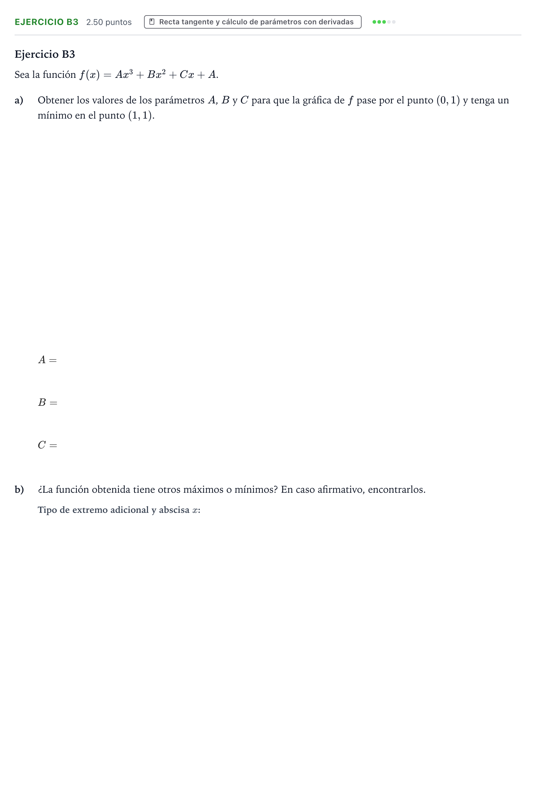 Enunciado: Ejercicio B3 · Matemáticas II PAU País Vasco Ordinaria 2021