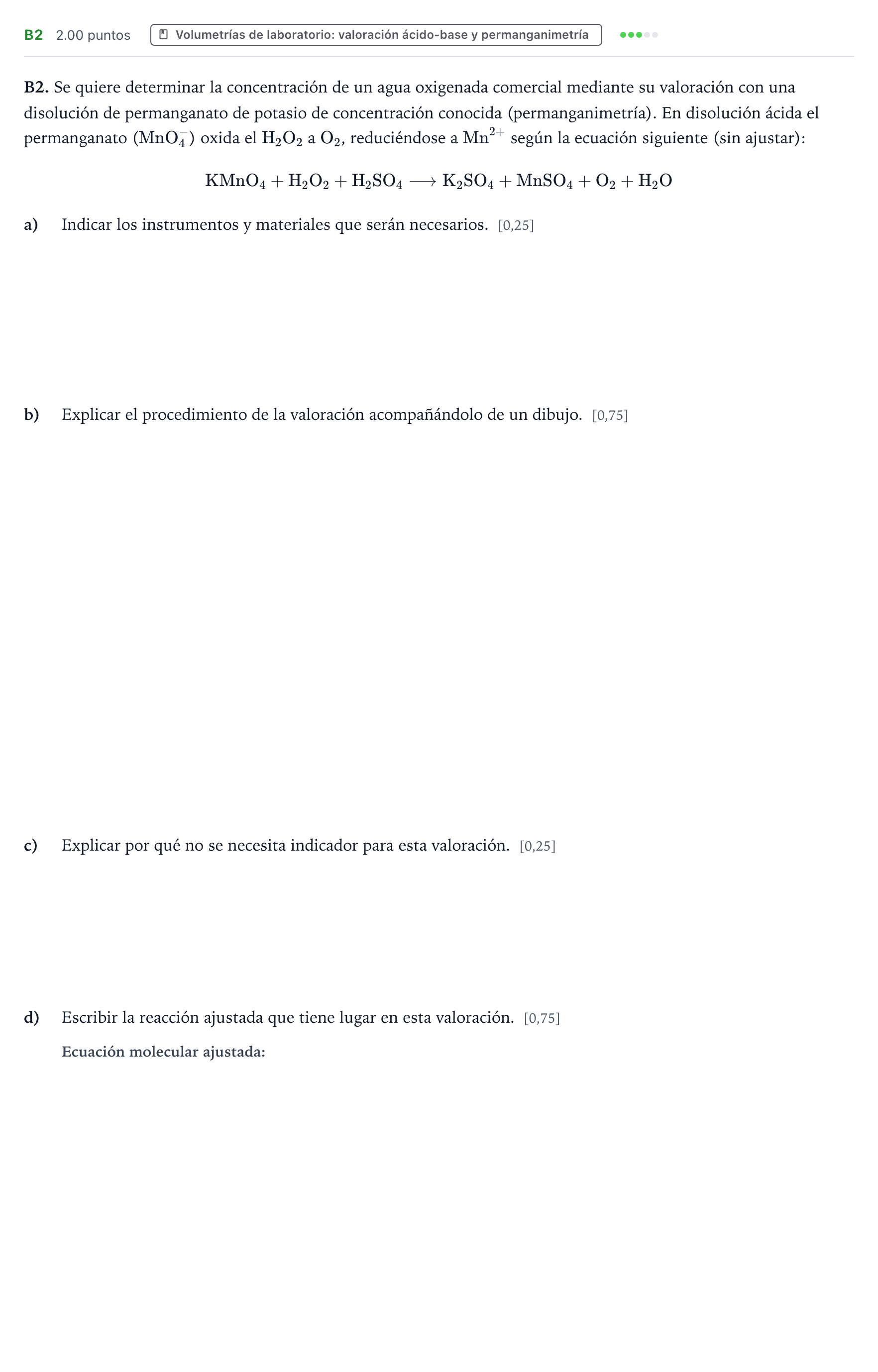 Enunciado: Ejercicio B2 · Química PAU País Vasco Ordinaria 2021