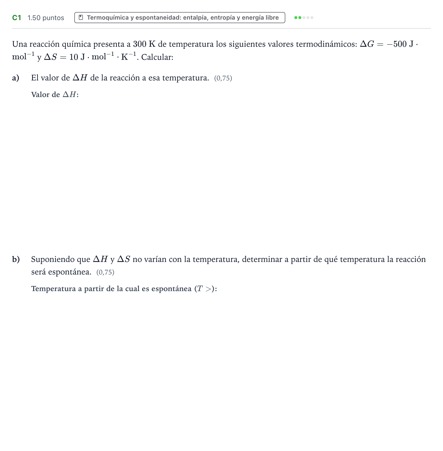 Enunciado: Ejercicio C1 · Química PAU País Vasco Ordinaria 2021