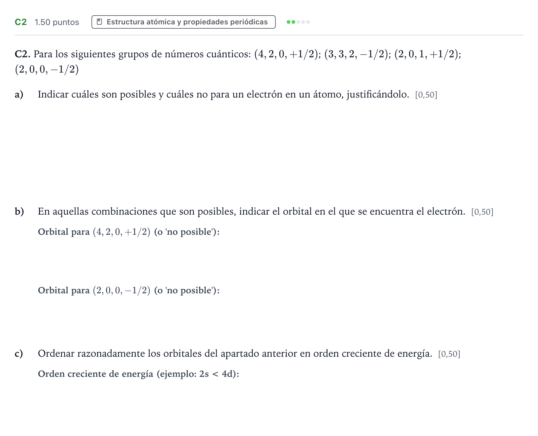 Enunciado: Ejercicio C2 · Química PAU País Vasco Ordinaria 2021
