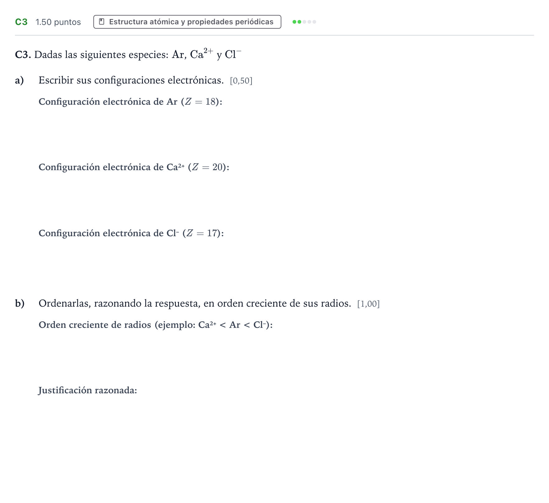 Enunciado: Ejercicio C3 · Química PAU País Vasco Ordinaria 2021
