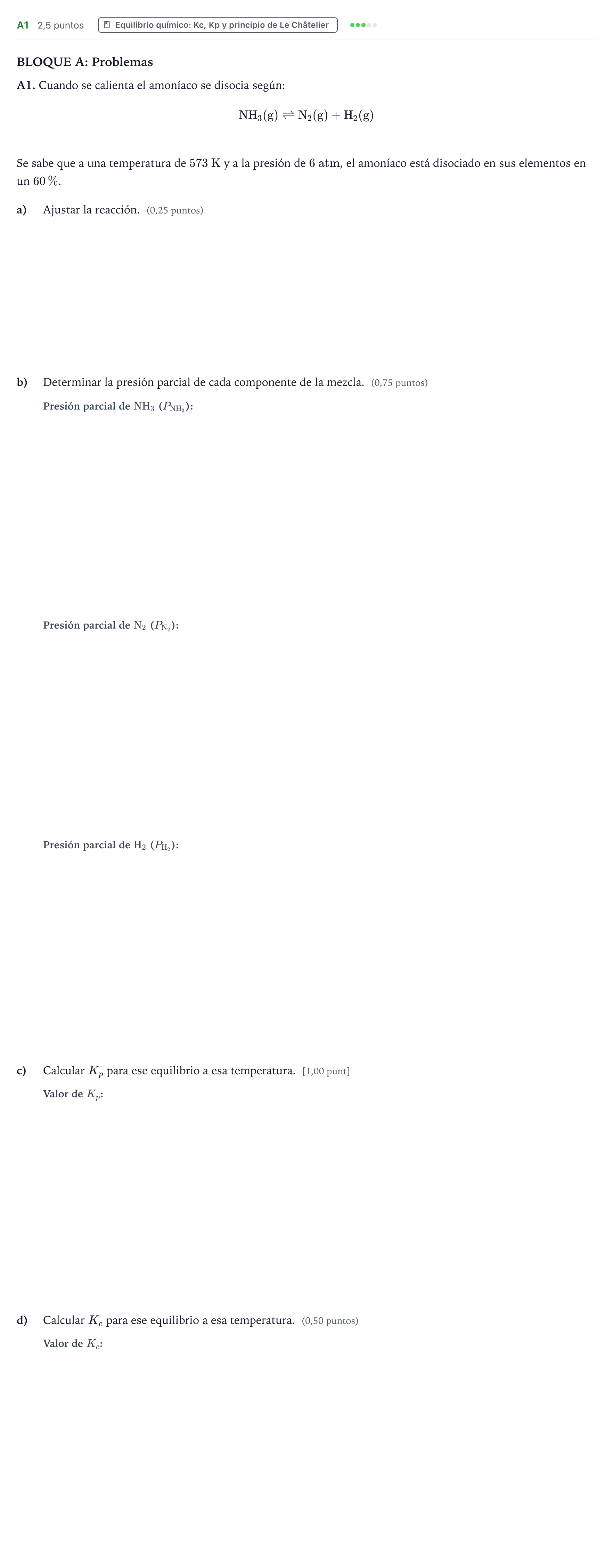 Enunciado: Ejercicio A1 · Química PAU País Vasco Ordinaria 2021