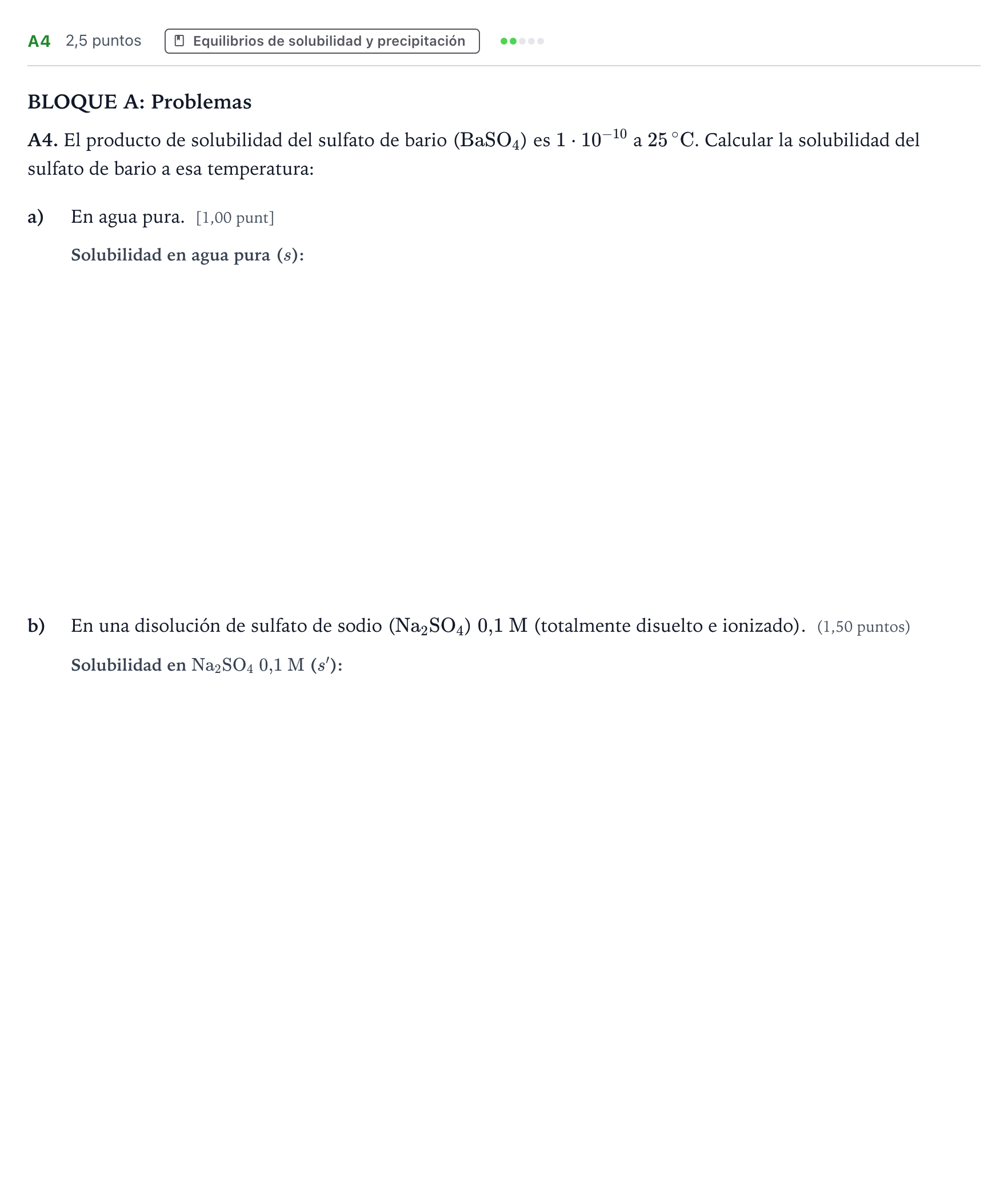 Enunciado: Ejercicio A4 · Química PAU País Vasco Ordinaria 2021