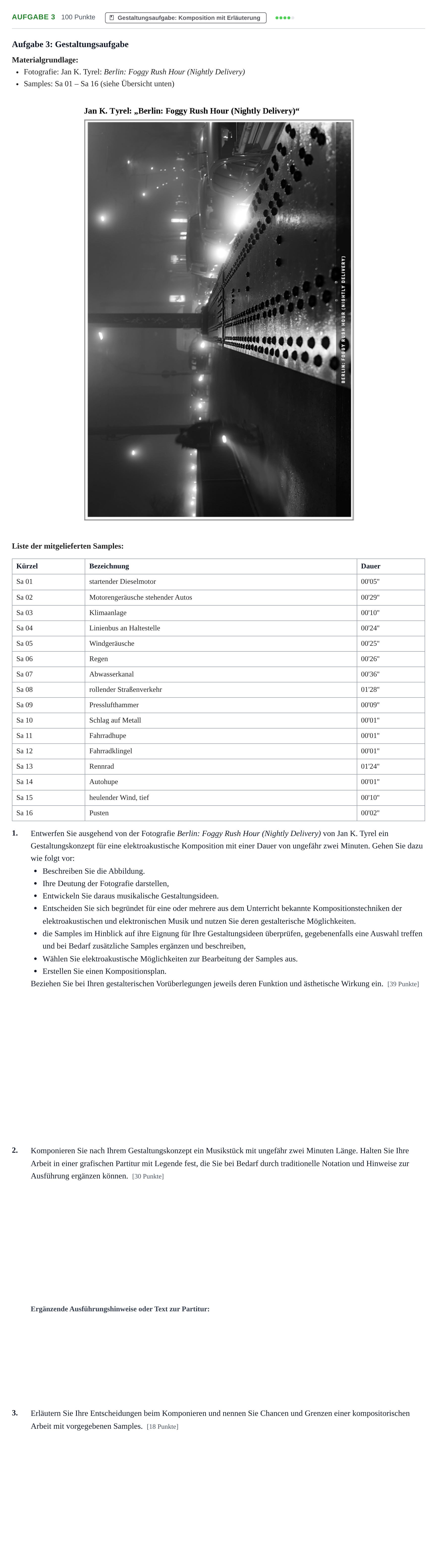 Aufgabenstellung: Aufgabe 3 · Abitur NRW Musik GK · Haupttermin 2023