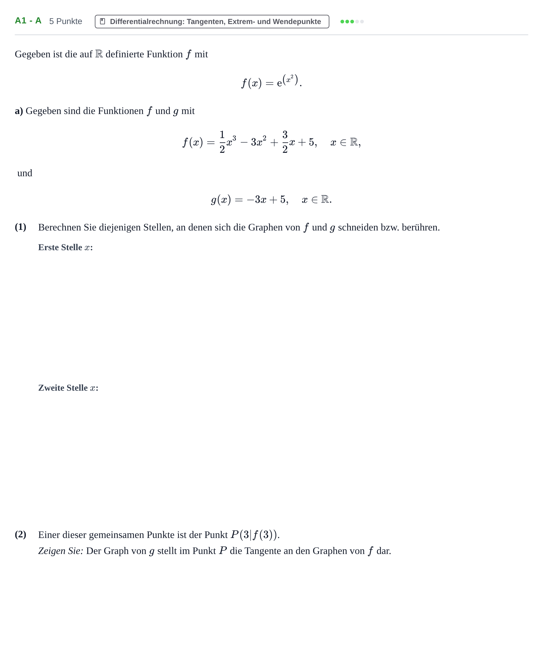Aufgabenstellung: Aufgabe A1 - a · Abitur NRW Mathematik LK · Haupttermin · CAS 2023