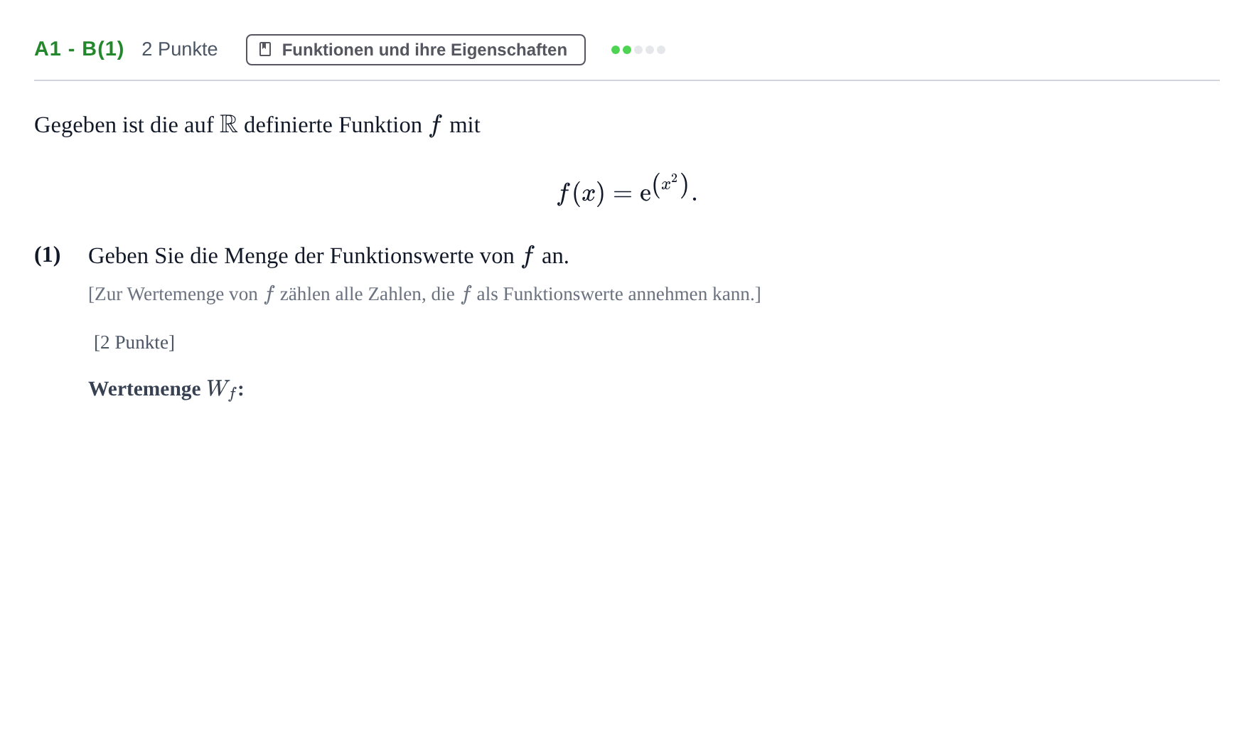 Aufgabenstellung: Aufgabe A1 - b(1) · Abitur NRW Mathematik LK · Haupttermin · CAS 2023